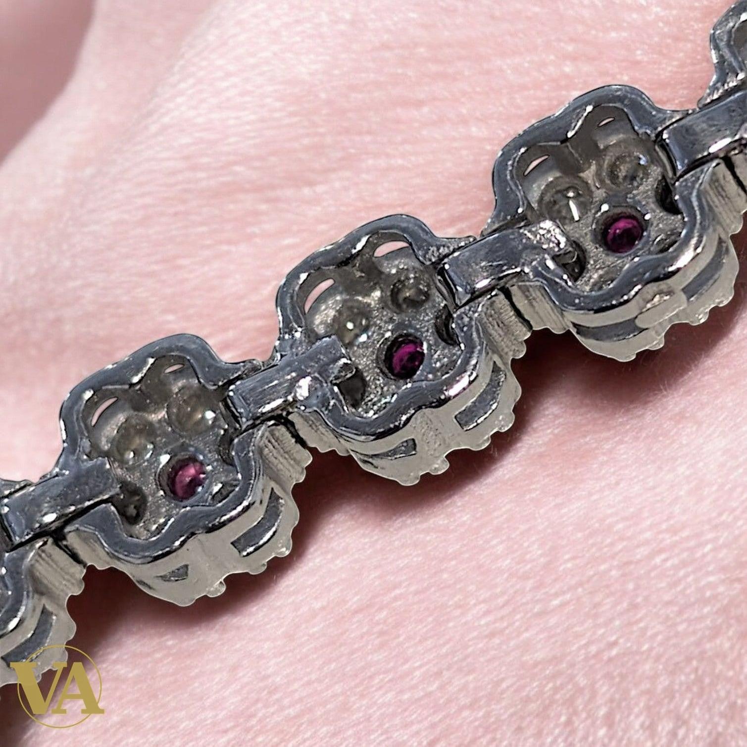 Bracelet Femme Argent 925 Oxydes Roses Vintage | Bijoux Vindicta