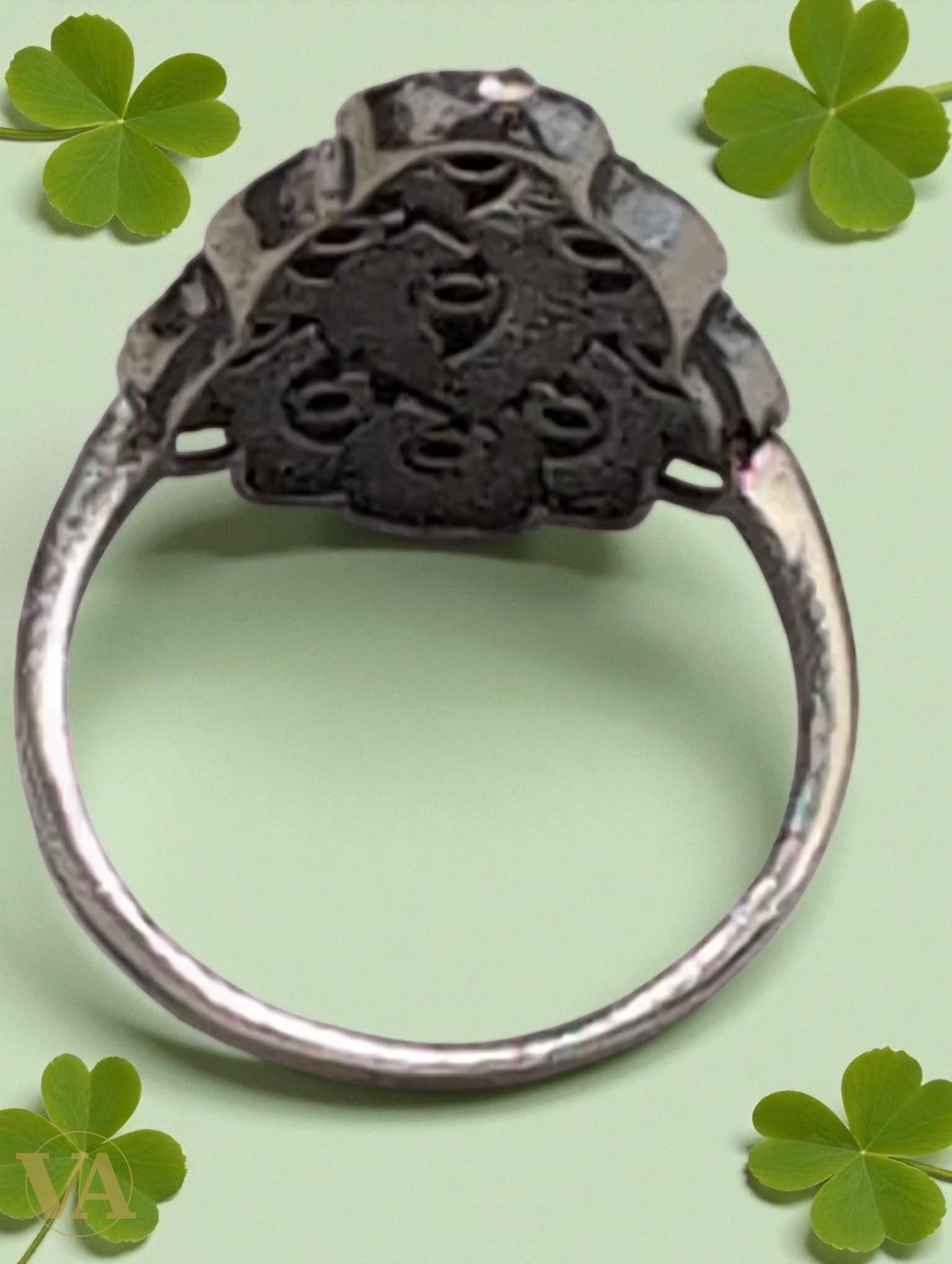 Bague arabesque en argent 925, améthyste & marcassite