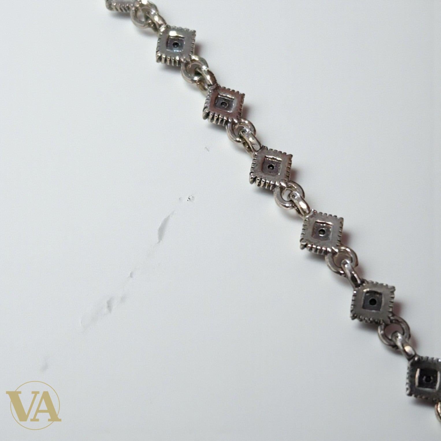 Bracelet femme argent 925 losanges sertis de marcassites