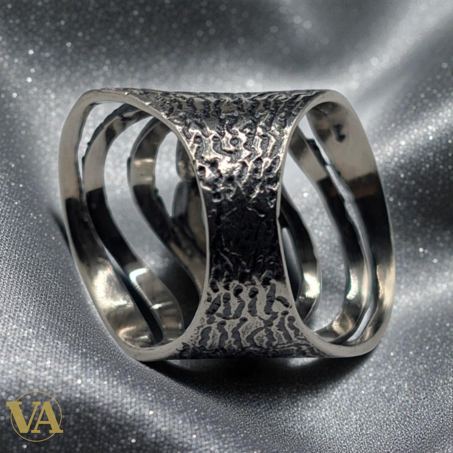 Bague femme Argent 925 Massif Topaze Mystique Design Spirale Texturé - Taille 54 | Bijoux Vindicta