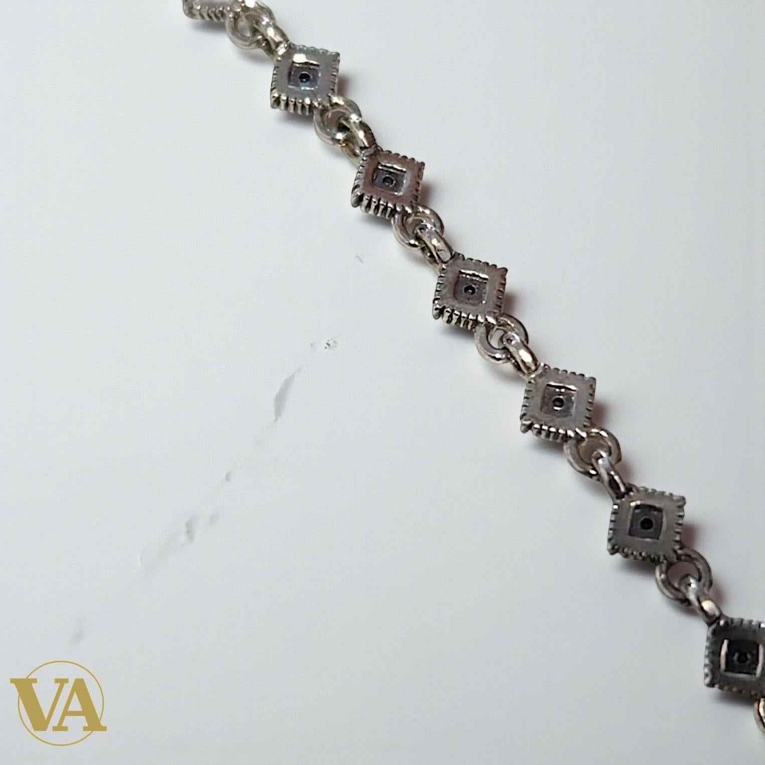 Bracelet Femme Argent 925 Losanges Marcassite Vintage | Bijoux Vindicta