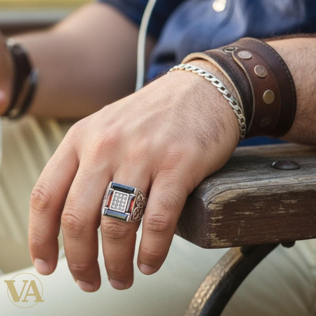 Bague homme argent 925 multigemmes