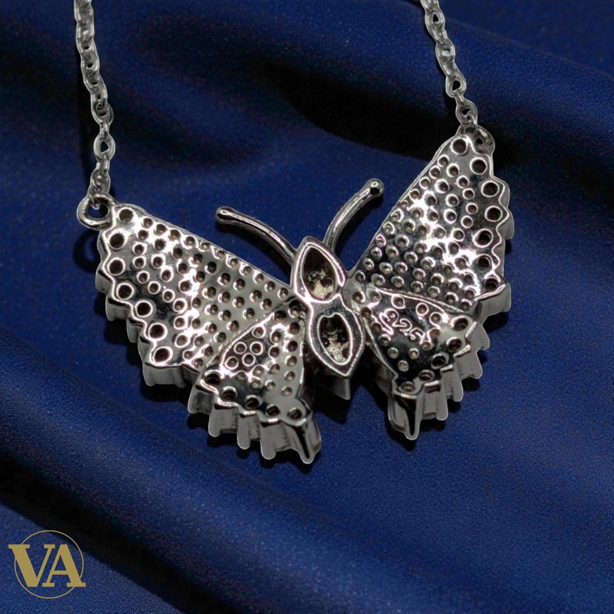 Collier Femme Papillon Argent 925 — Zircons Rouges et Blancs - Argent 925 - Vindicta