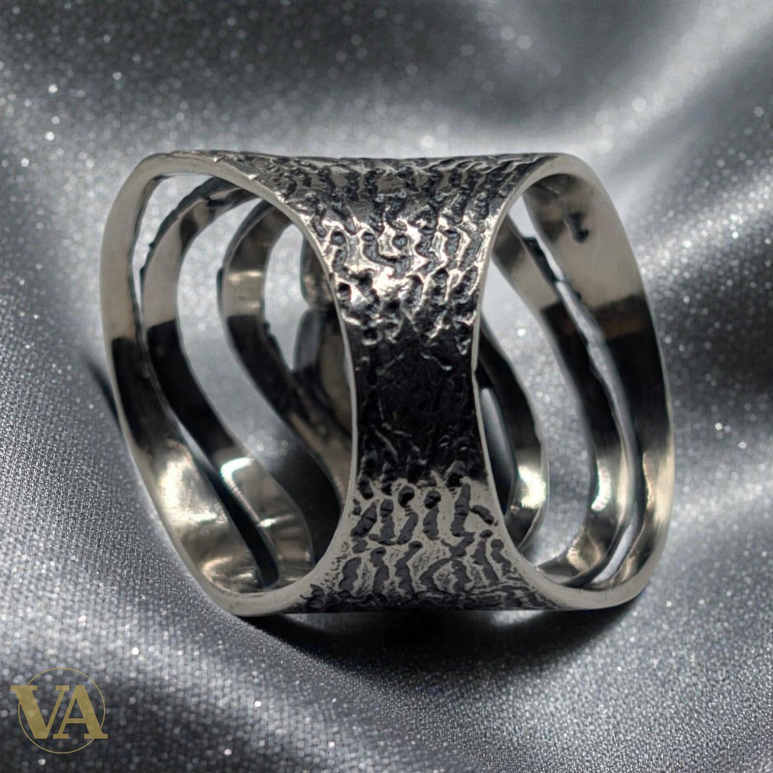 Bague femme Argent 925 Massif Topaze Mystique Design Spirale Texturé - Taille 54