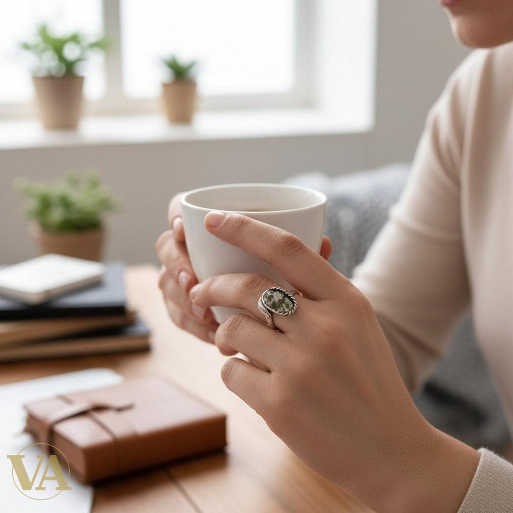 Bague Femme Argent 925 Quartz à Inclusions Naturelles – Anneau Tressé-Vindicta : Bijoux Argent 925 Massif, Luxe et Héritage