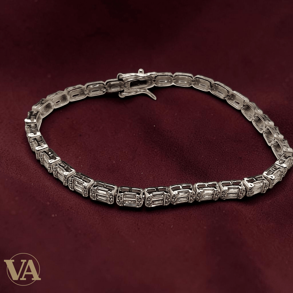 Bracelet Femme Argent 925 – Tennis Élégant à Oxydes Rectangulaires - Argent 925 - Vindicta