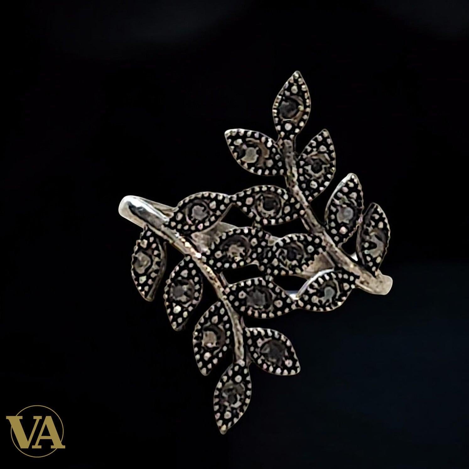 Bague Femme Argent 925 Feuillage Marcassite – Élégance Naturelle & Style Vintage
