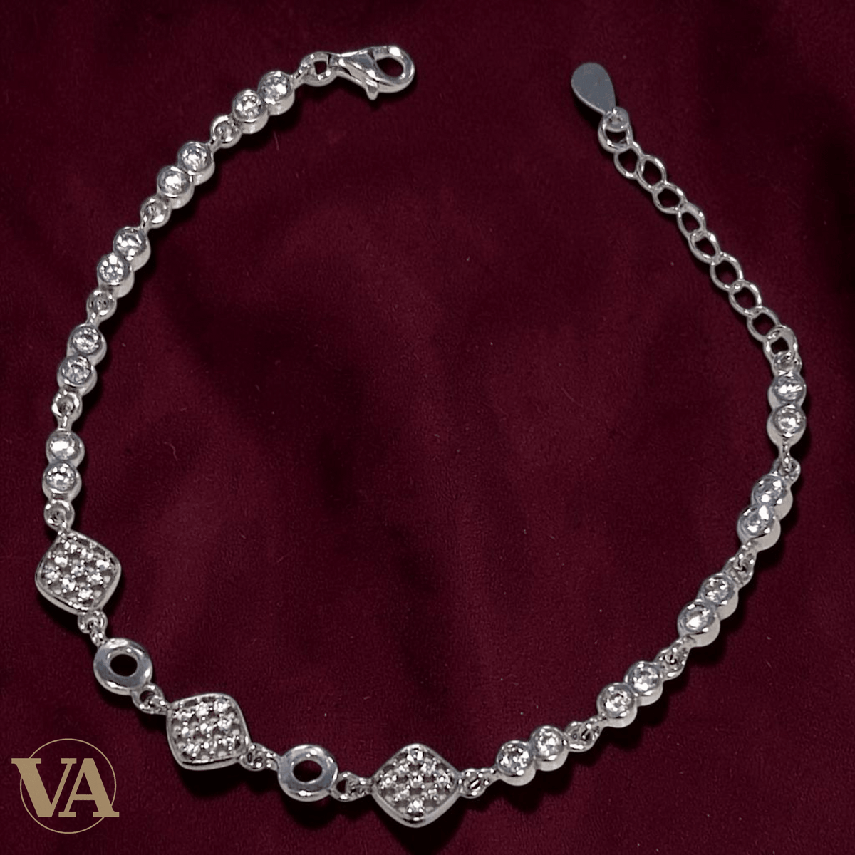 Bracelet femme argent 925 maillons zirconium et pavés carrés - Argent 925 - Vindicta