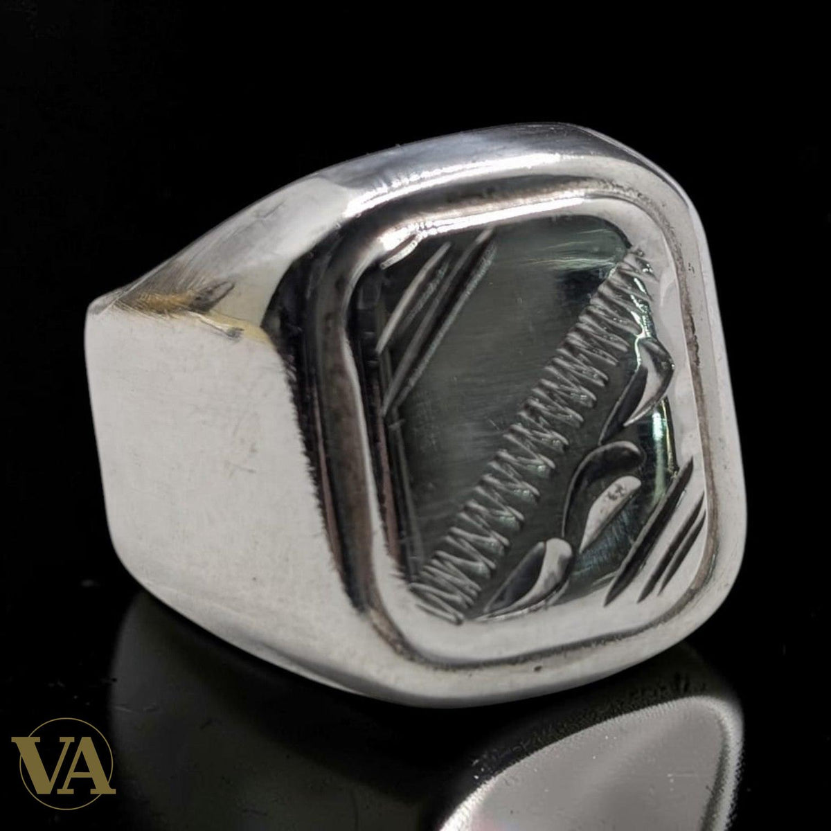 Chevalière Homme Argent 925 – Gravure Écusson & Hachures Ciselées - Argent 925 - Vindicta