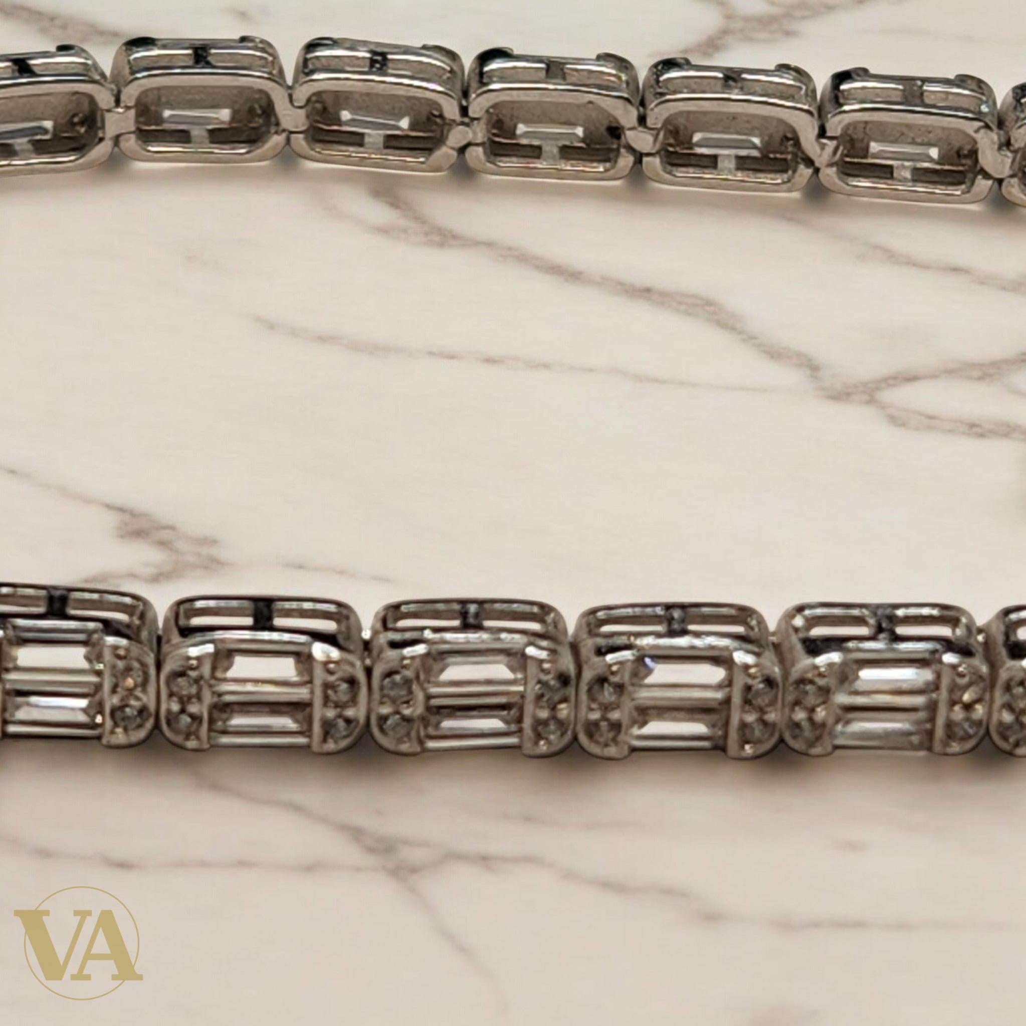 Bracelet Femme Argent 925 – Tennis Élégant à Oxydes Rectangulaires