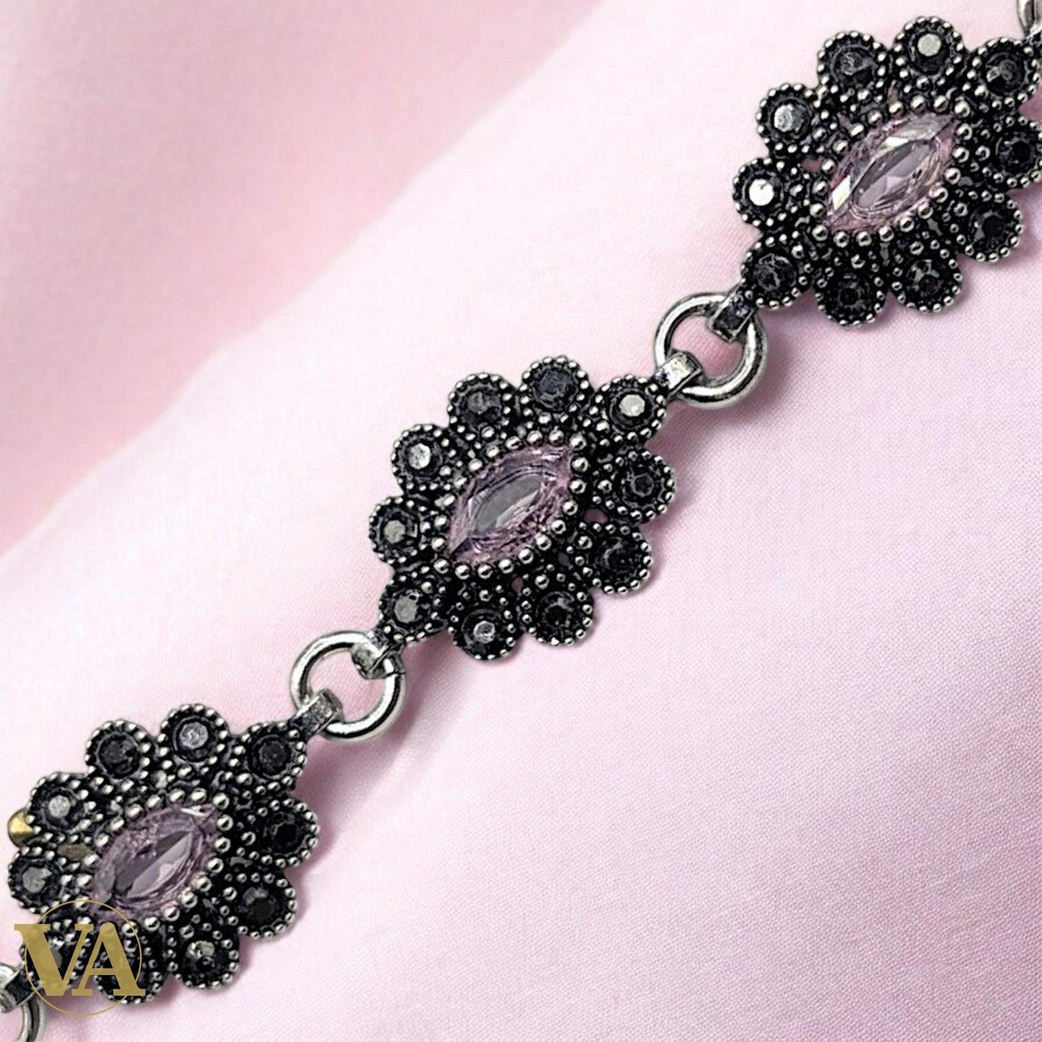 Bracelet Femme Argent 925 Améthyste & Marcassite Vintage | Bijoux Vindicta