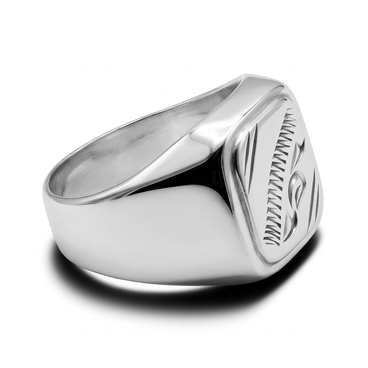Chevalière Homme Argent 925 – Gravure Écusson & Hachures Ciselées - Argent 925 - Vindicta