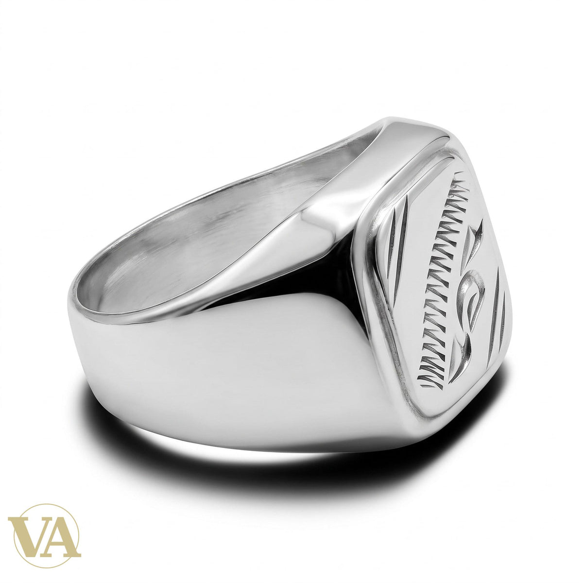 Chevalière Homme Argent 925 – Gravure Écusson & Hachures Ciselées - Argent 925 - Vindicta