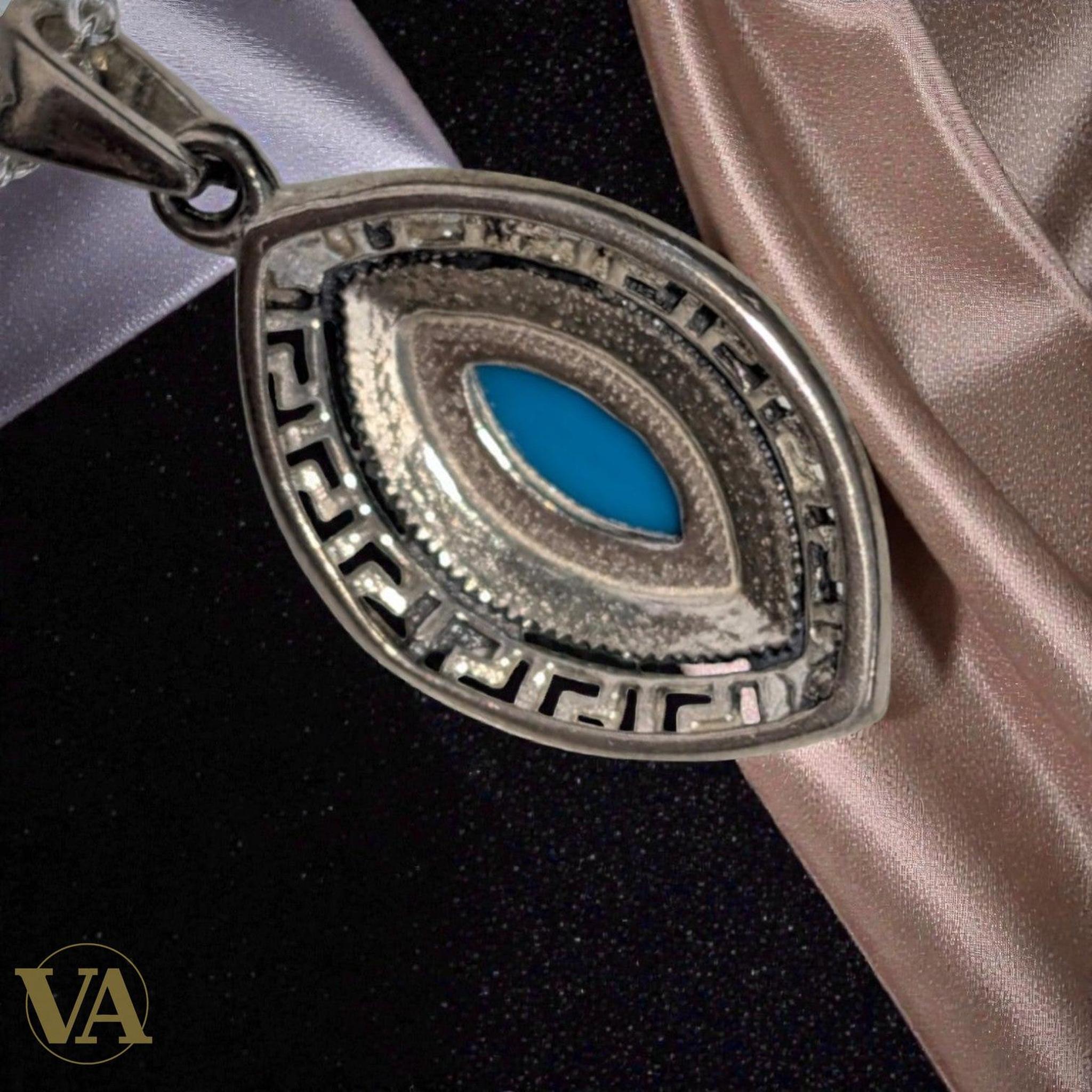 Collier Femme Turquoise Marcassite Argent 925 - Pendentif Art Déco Bleu - Argent 925 - Vindicta