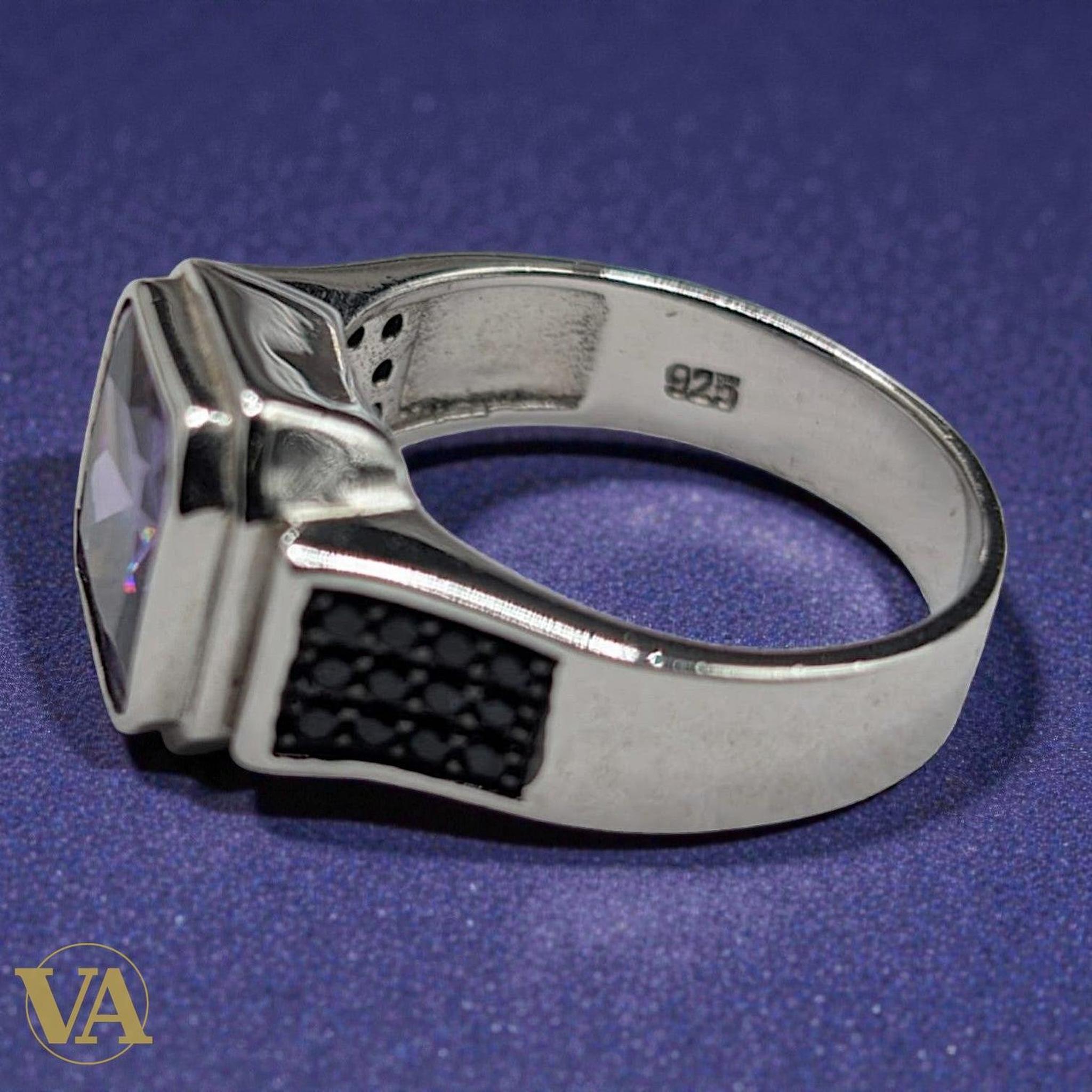 Bague Femme Argent 925 Améthyste - Chevalière Moderne-Vindicta : Bijoux Argent 925 Massif, Luxe et Héritage