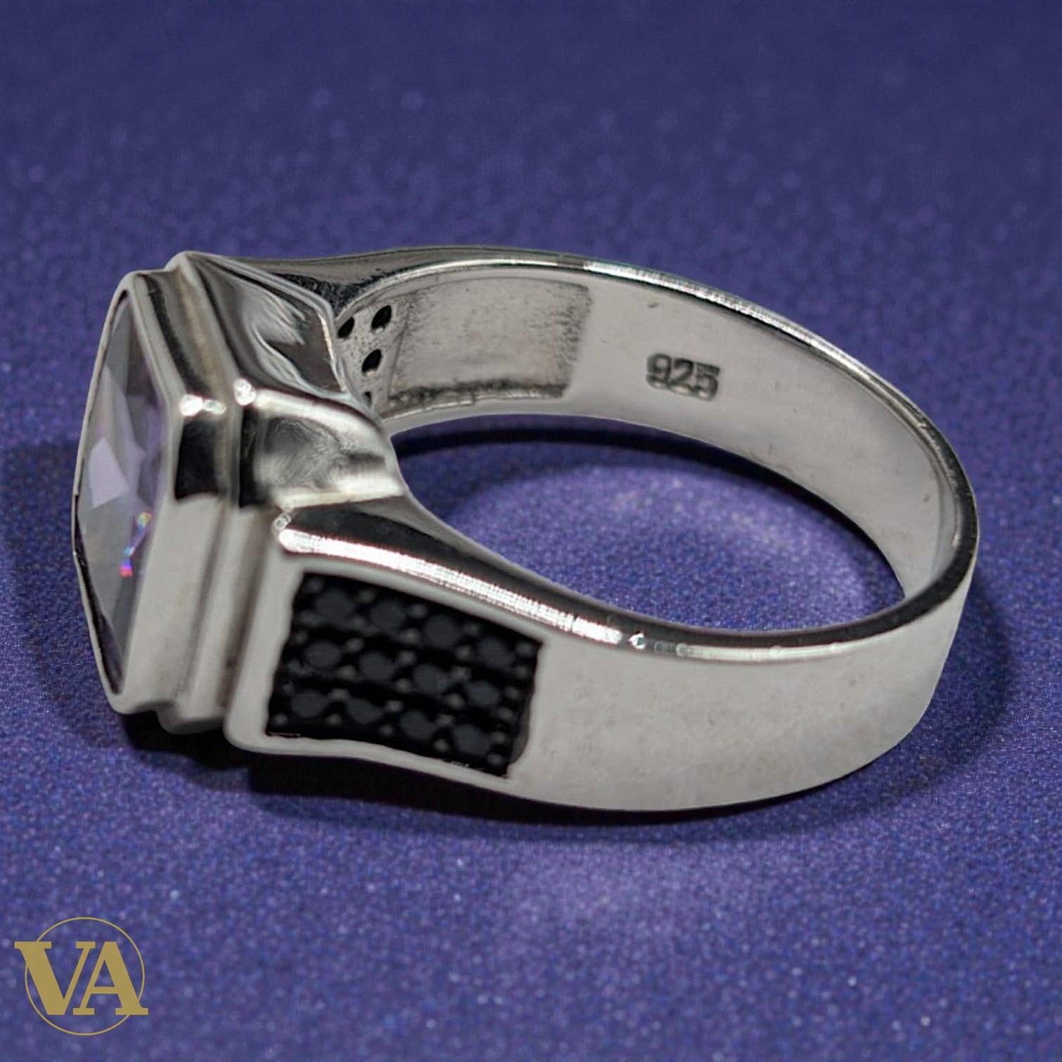 Bague Femme Argent 925 Améthyste - Chevalière Moderne