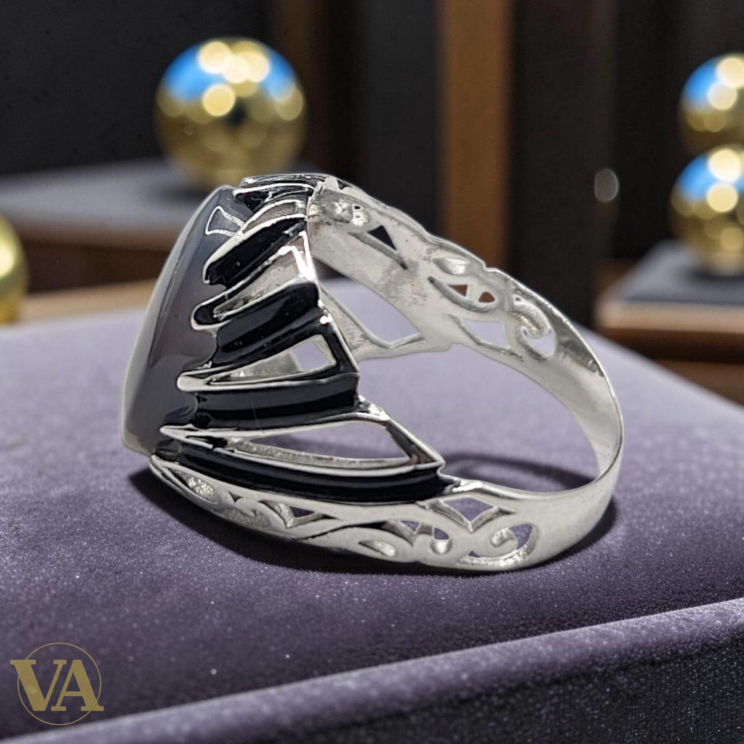 Chevalière Homme Argent 925 Pierre Agate Dendritique-Vindicta : Bijoux Argent 925 Massif, Luxe et Héritage