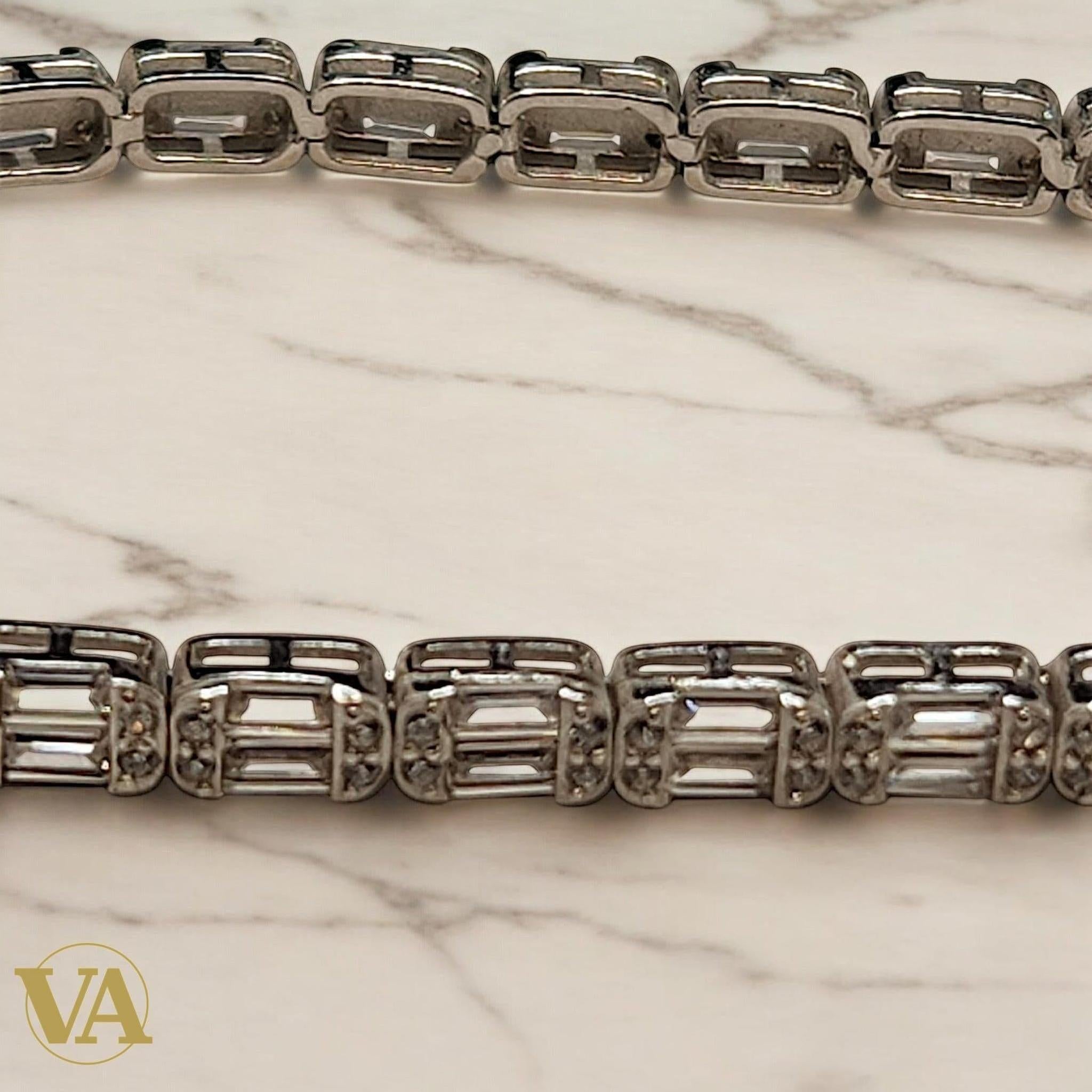 Bracelet Femme Argent 925 – Tennis Élégant à Oxydes Rectangulaires | Bijoux Vindicta