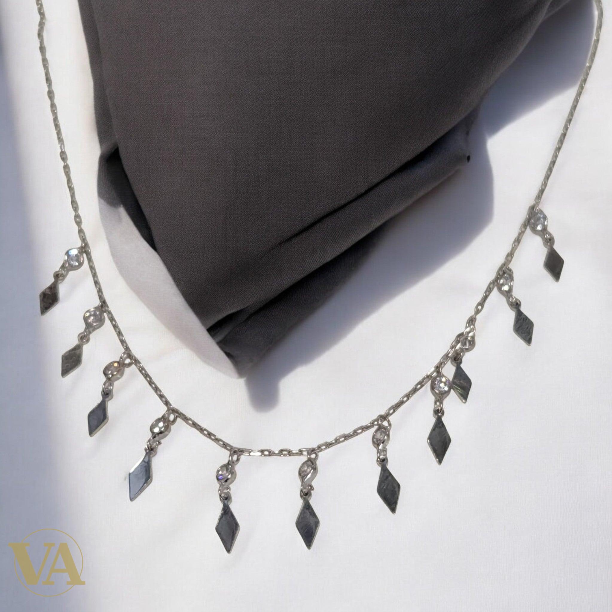 Collier en argent 925 – Pampilles losanges et perles facettées