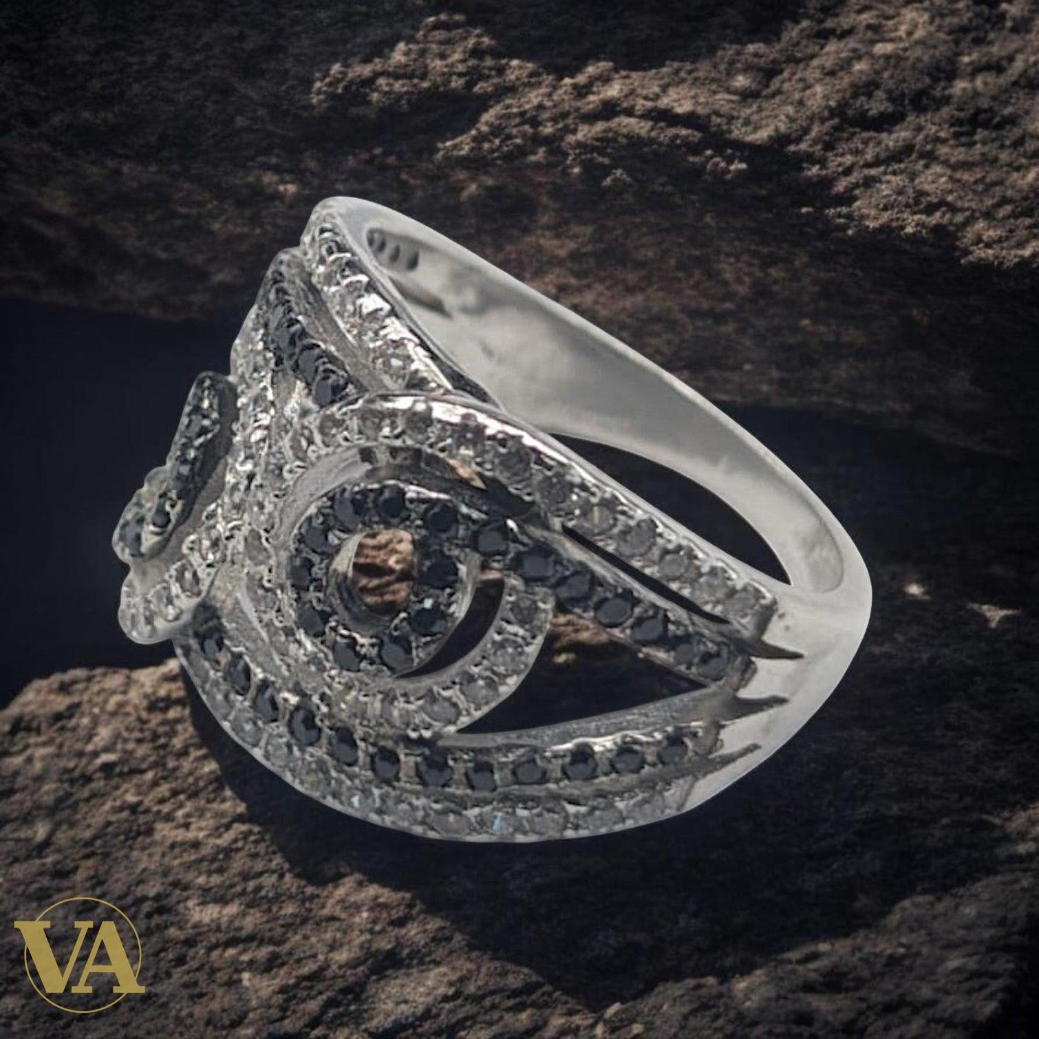 Bague Femme femmes Argent 925 Oxydes Noirs | Bijoux Vindicta
