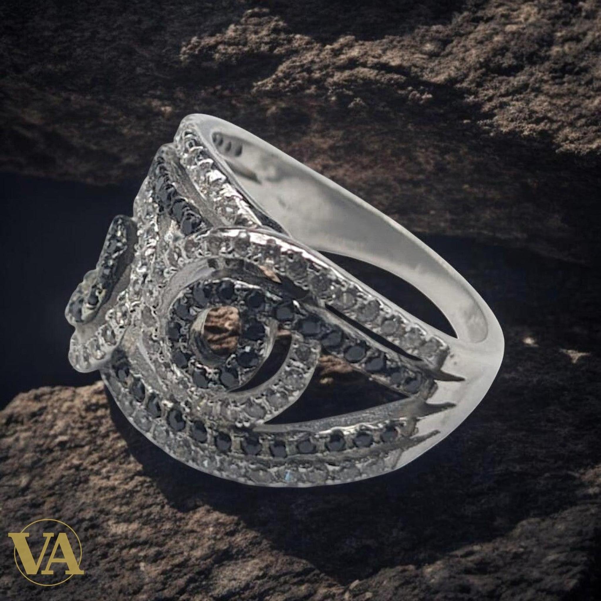 Bague Femme femmes Argent 925 Oxydes Noirs - Argent 925 - Vindicta