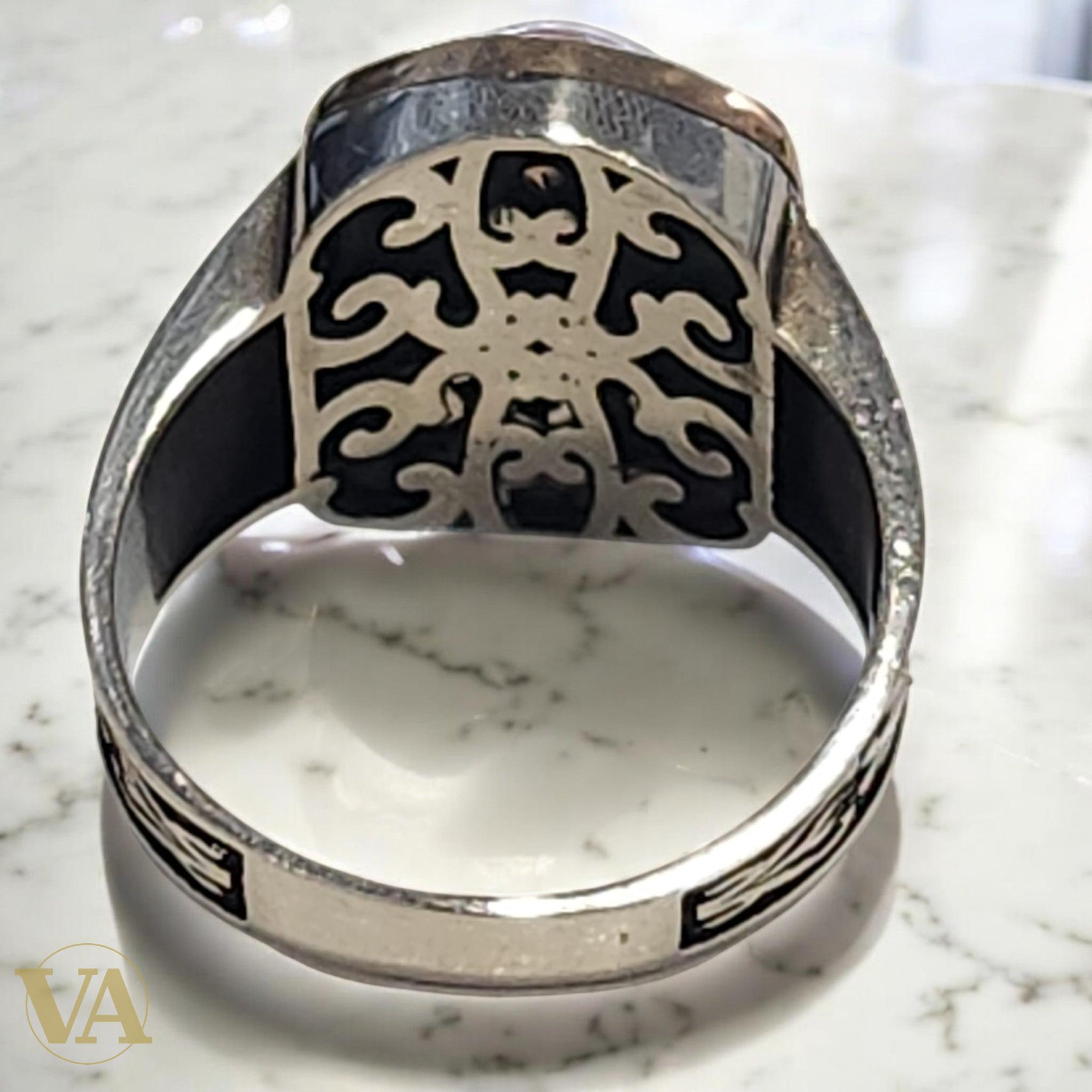 Bague homme argent 925 et agate rouge ovale