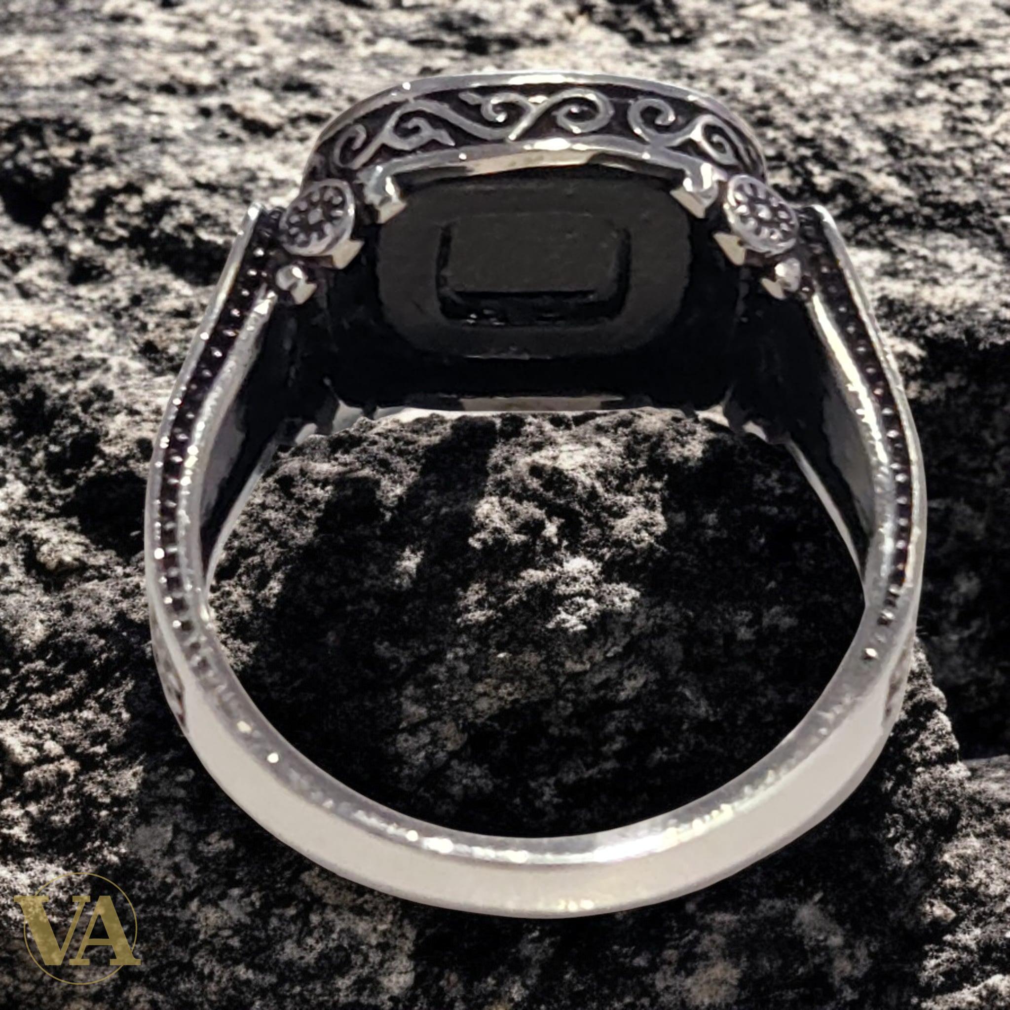 Bague Homme Argent 925 Onyx & Marcassites