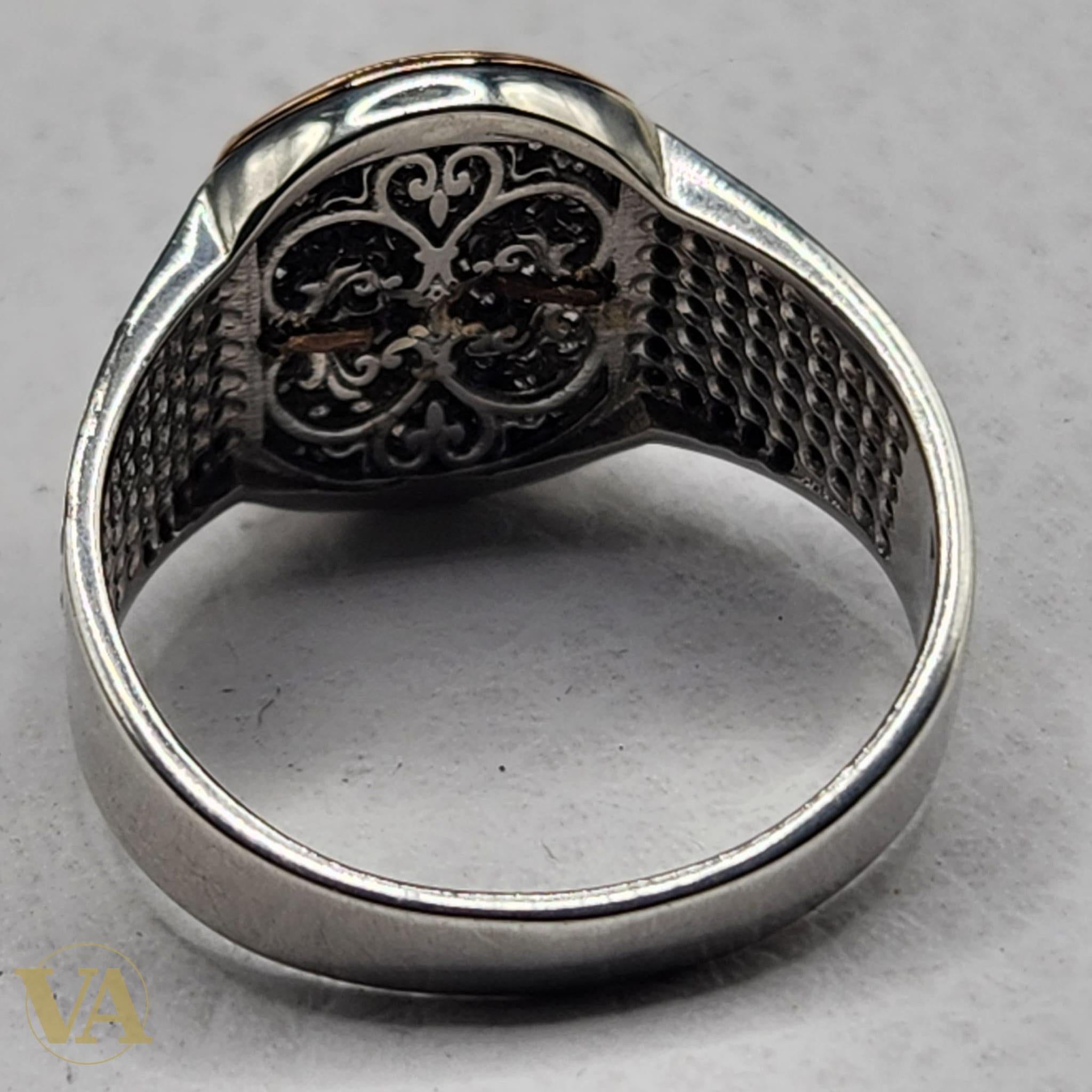 Bague Homme Argent 925 – Motif central doré & pavage de pierres noires - Argent 925 - Vindicta