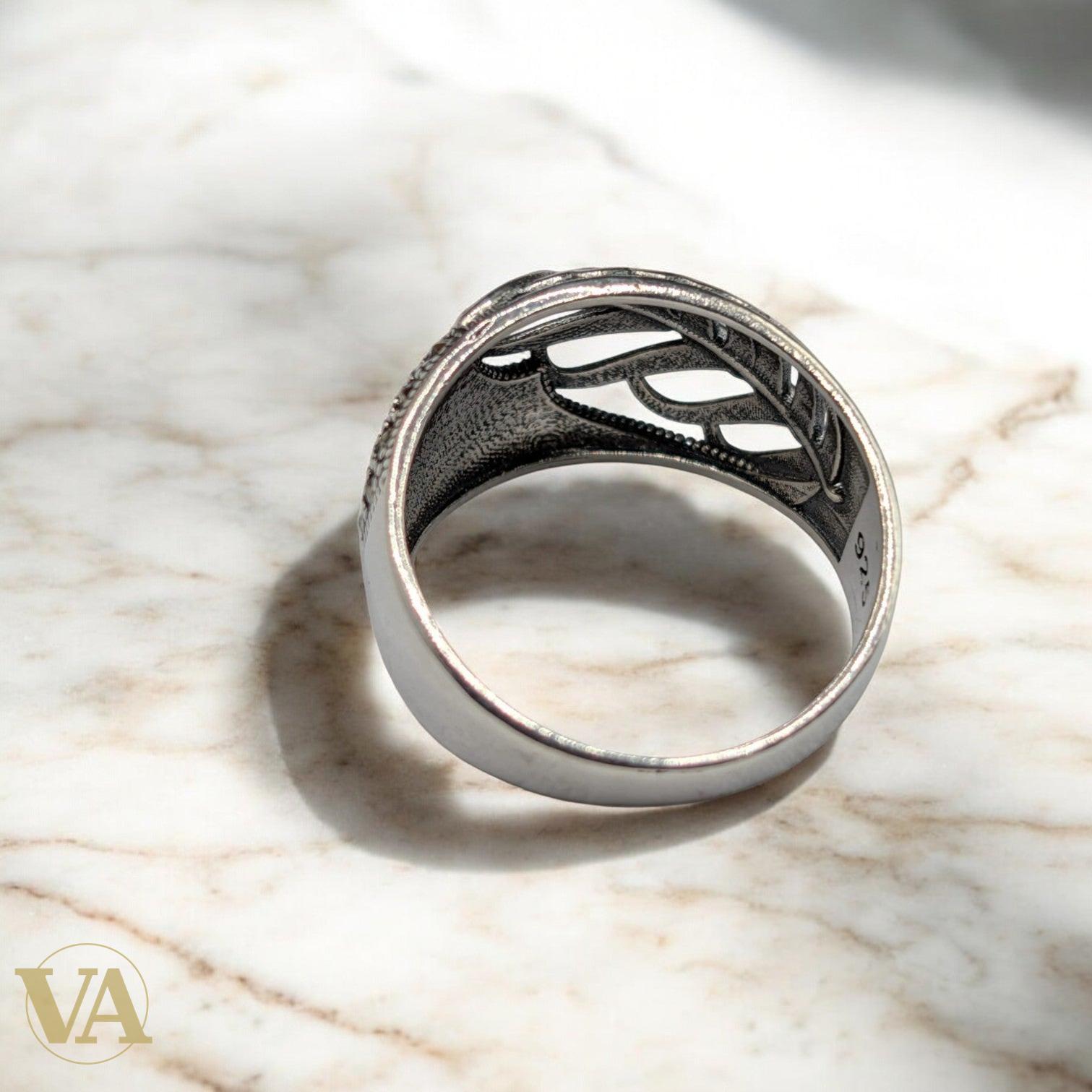 Bague Femme Argent 925 – Motif Feuille & Marcassite