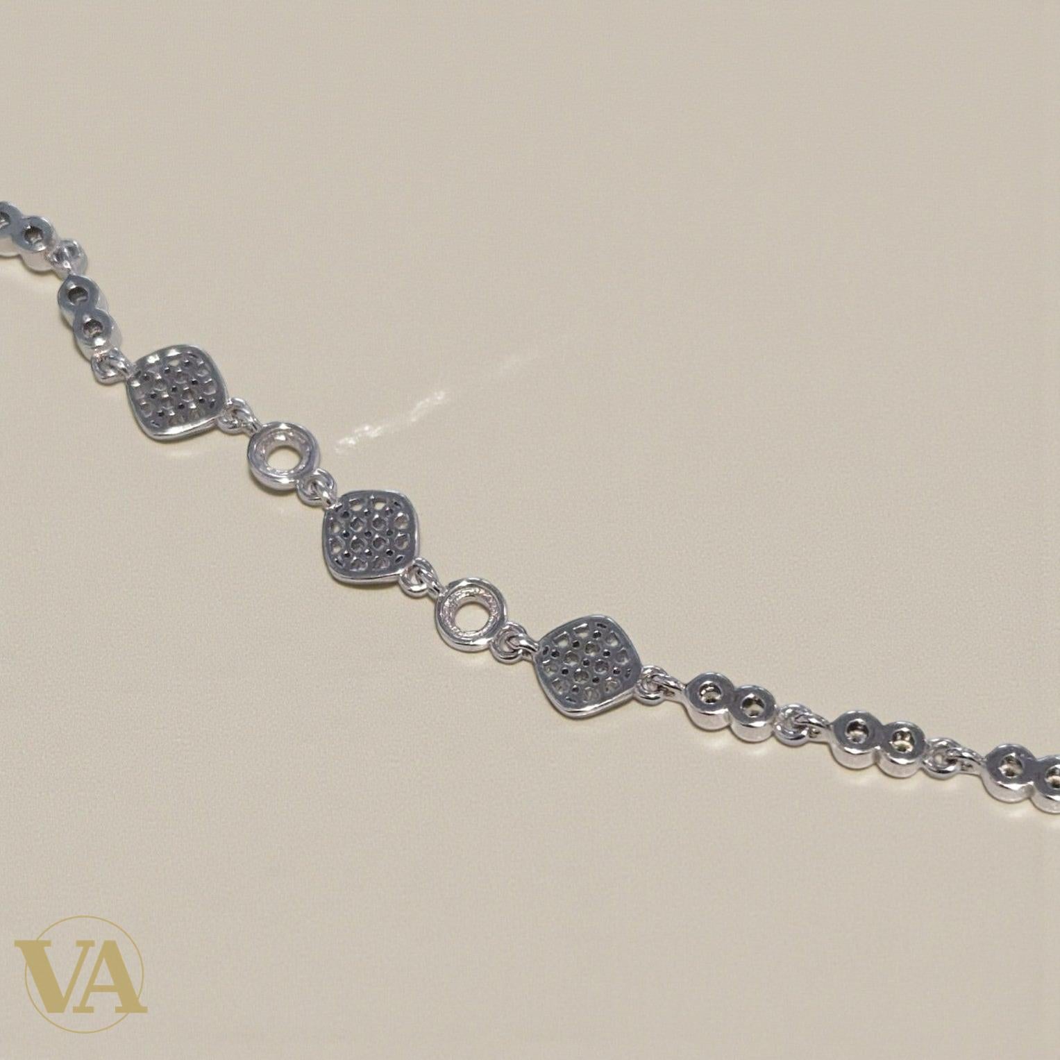 Bracelet femme argent 925 maillons zirconium et pavés carrés