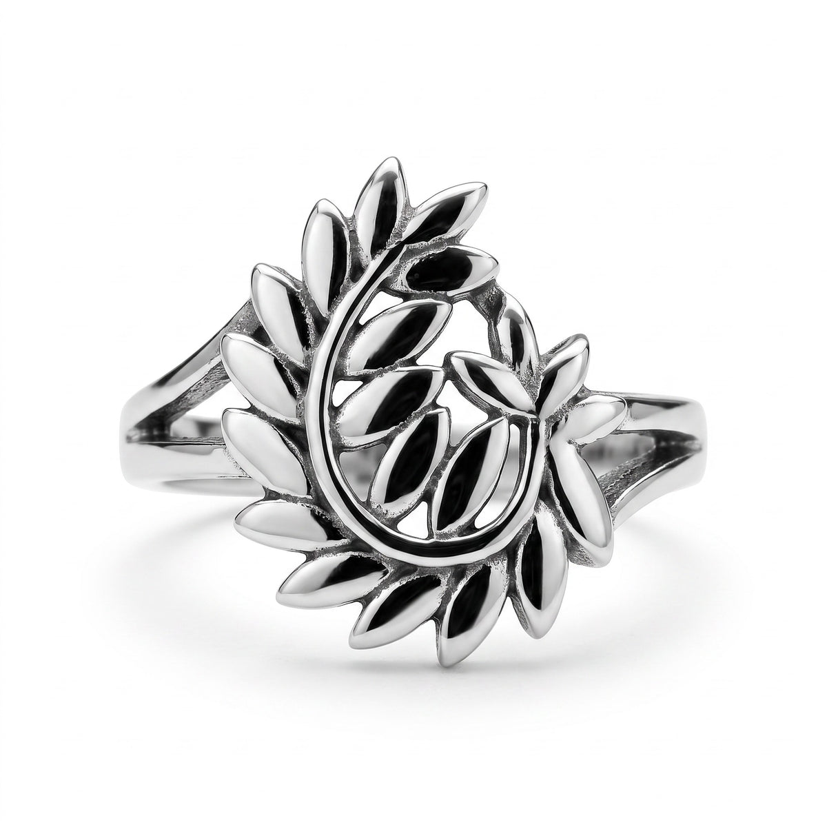 Bague Femme Argent 925 Couronne Feuilles Laurier Ajourée