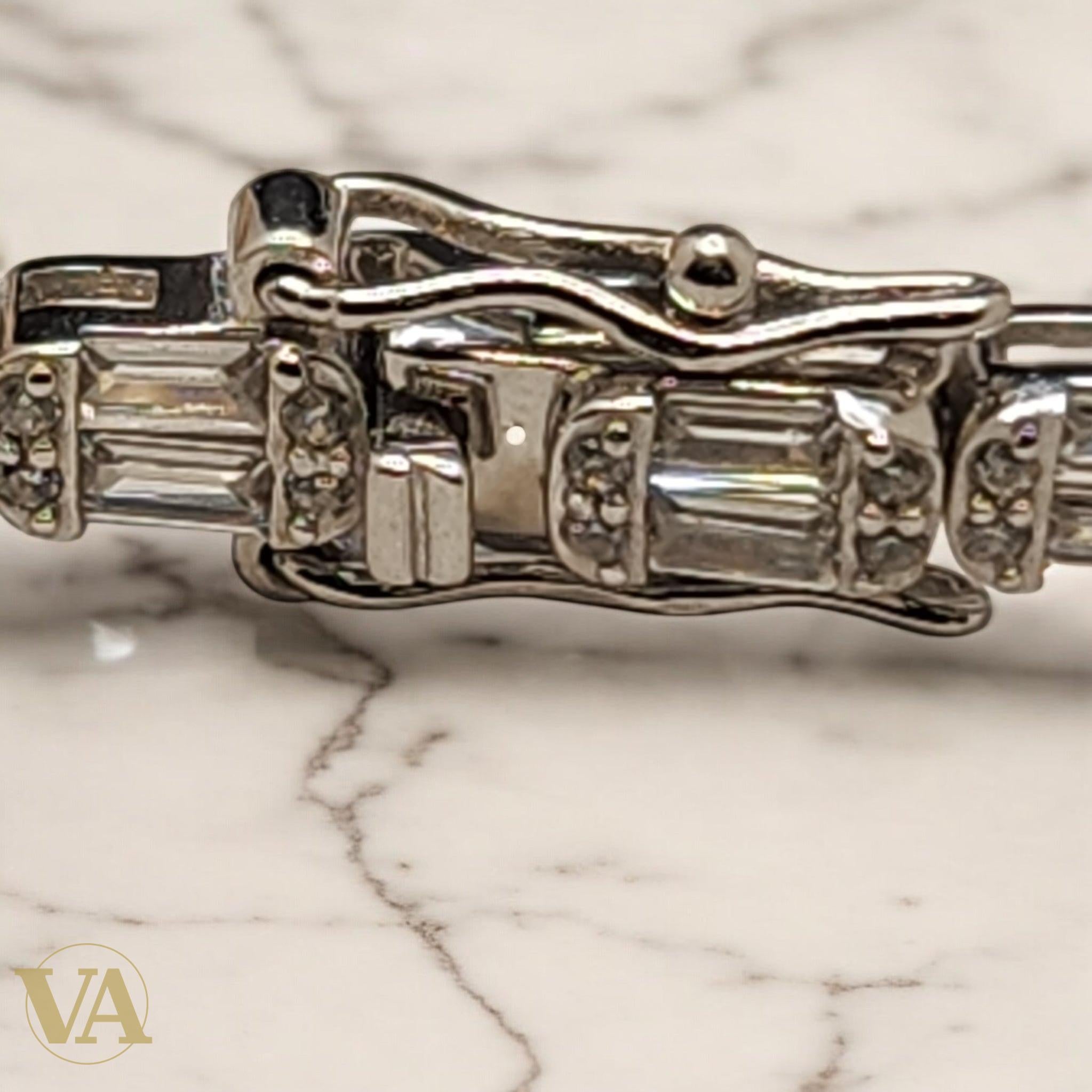 Bracelet Femme Argent 925 – Tennis Élégant à Oxydes Rectangulaires