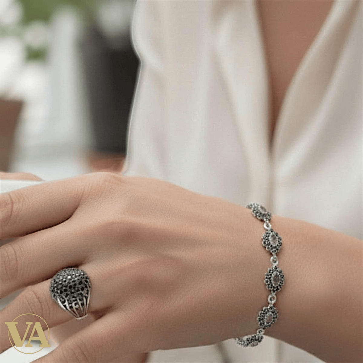 Bracelet Femme Argent 925 Améthyste & Marcassite Vintage - Argent 925 - Vindicta