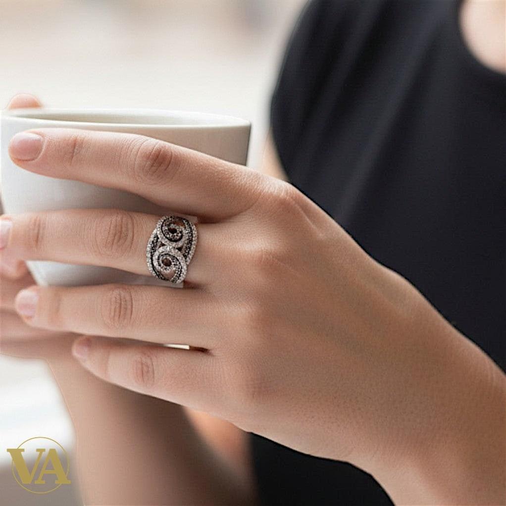 Bague femmes Argent 925 Oxydes Noirs