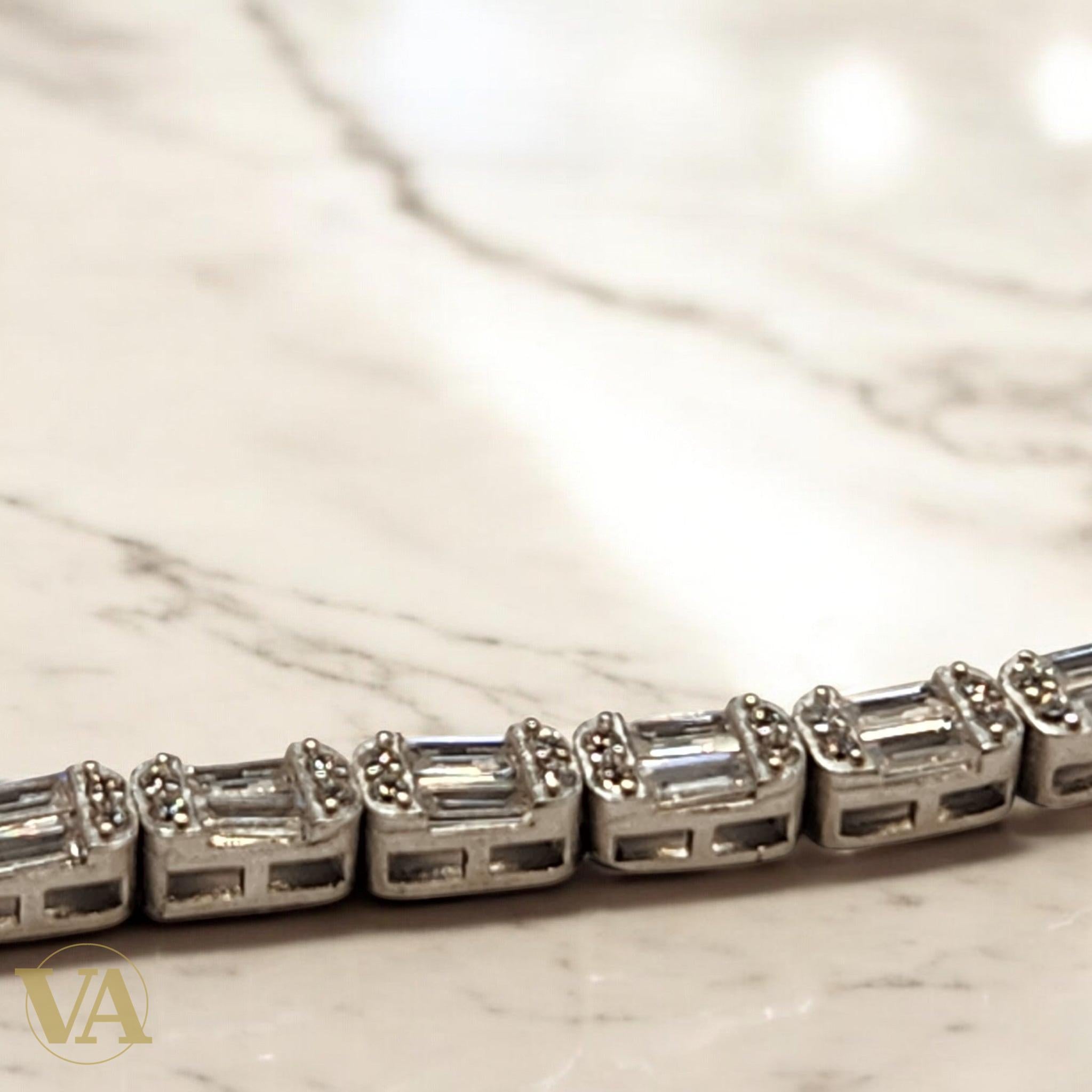 Bracelet Femme Argent 925 – Tennis Élégant à Oxydes Rectangulaires