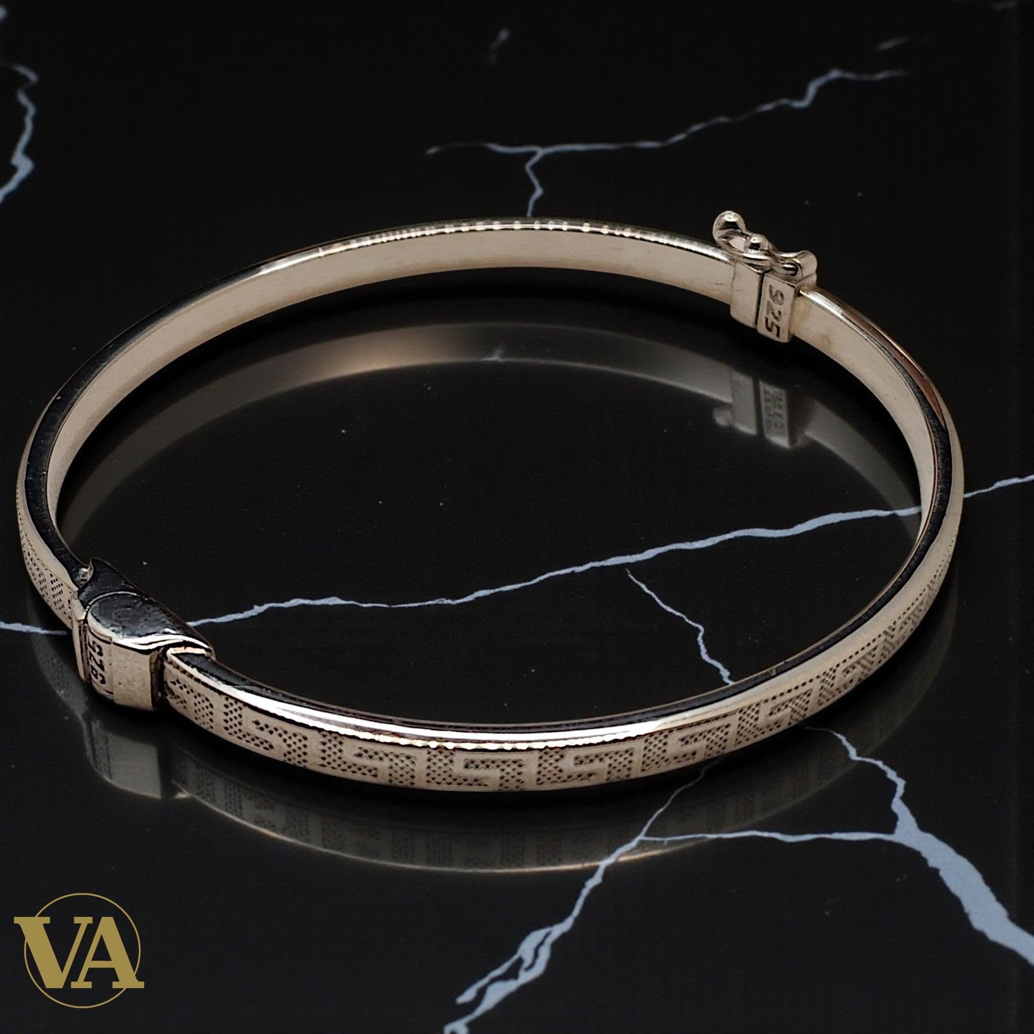 Bracelet Jonc Femme Argent 925 – Motif Grec Épuré