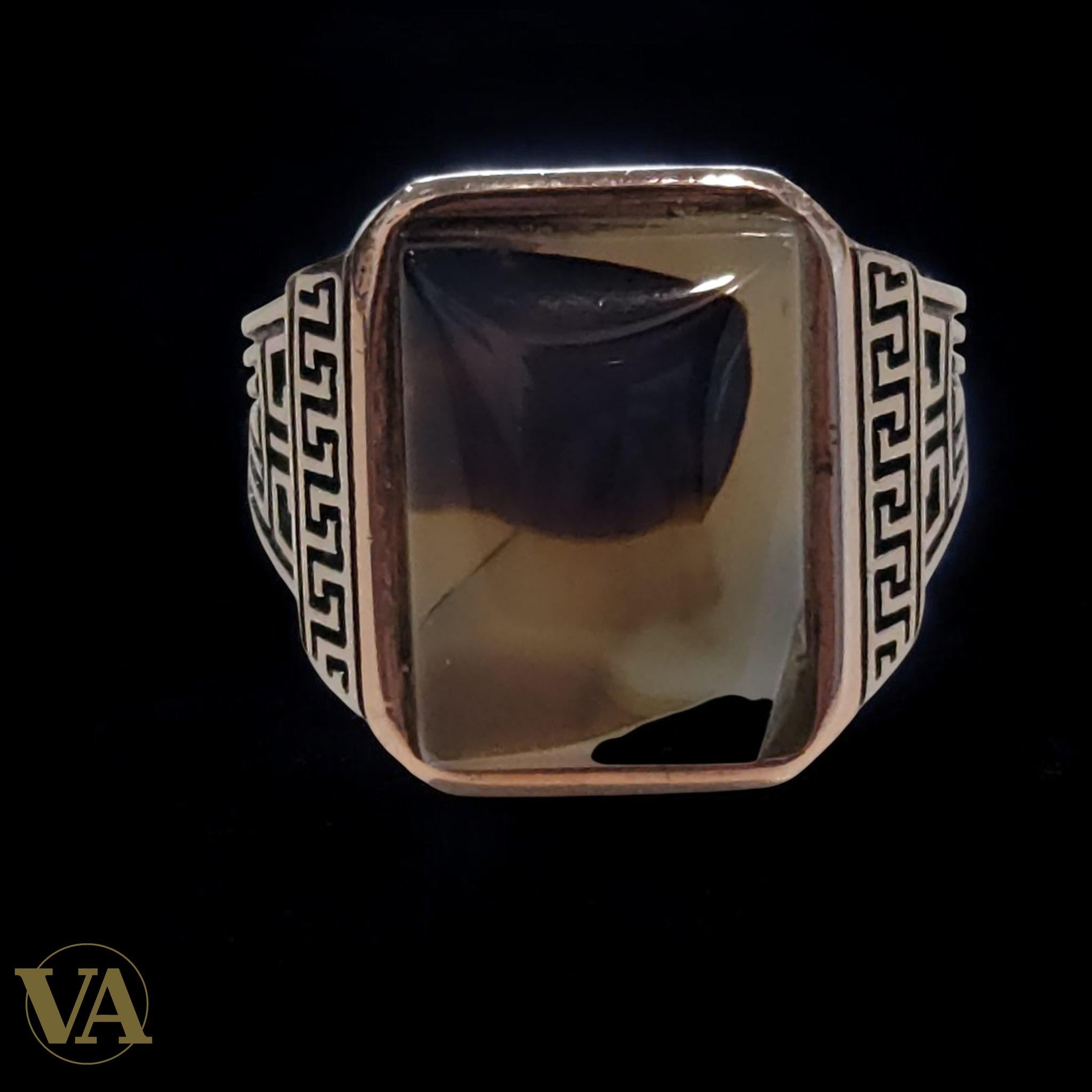 Bague Homme Argent 925 – Agate Brune Naturelle