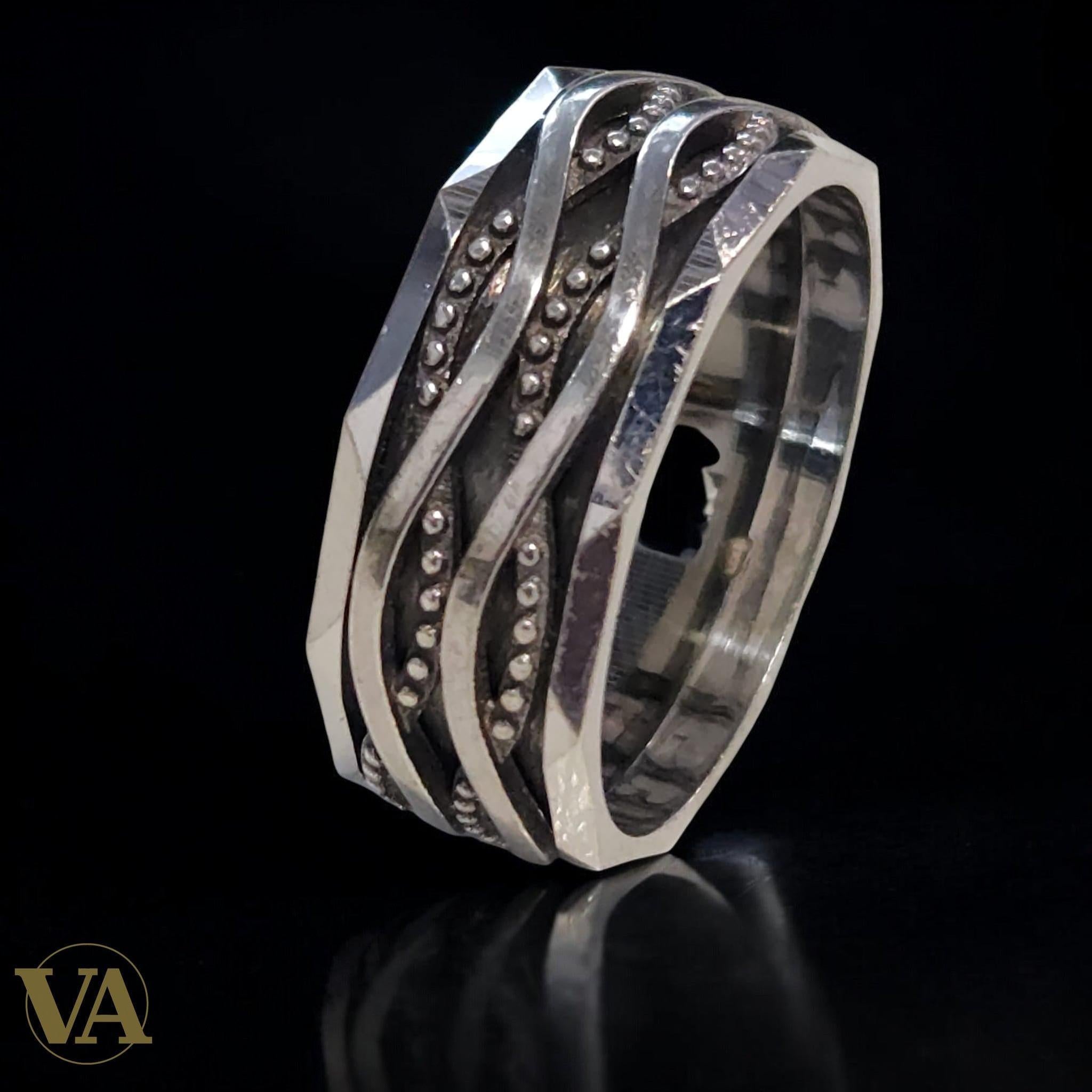 Anneau Homme Argent 925 – Design Torsadé Martelé | Bijoux Vindicta