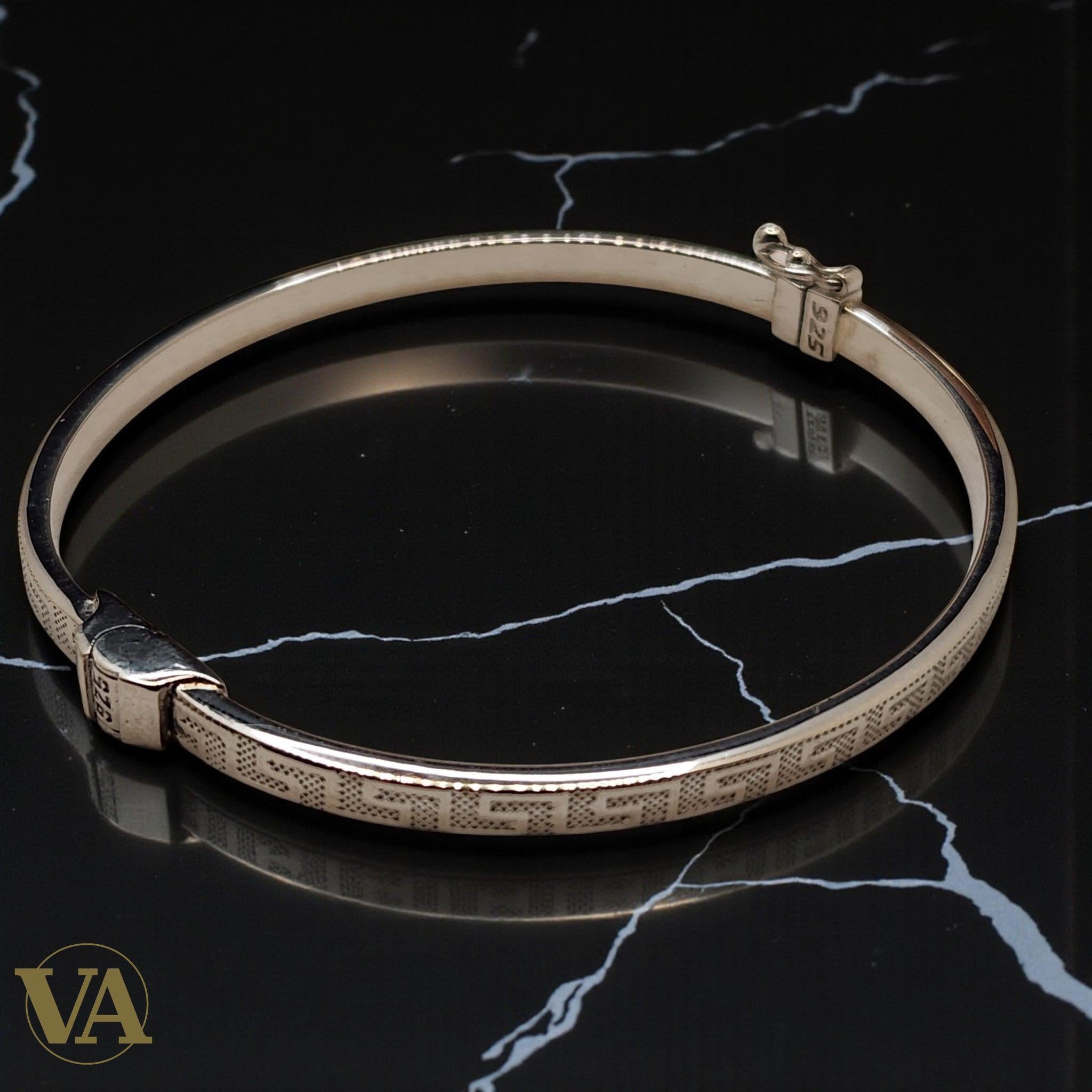 Bracelet Jonc Femme Argent 925 – Motif Grec Épuré