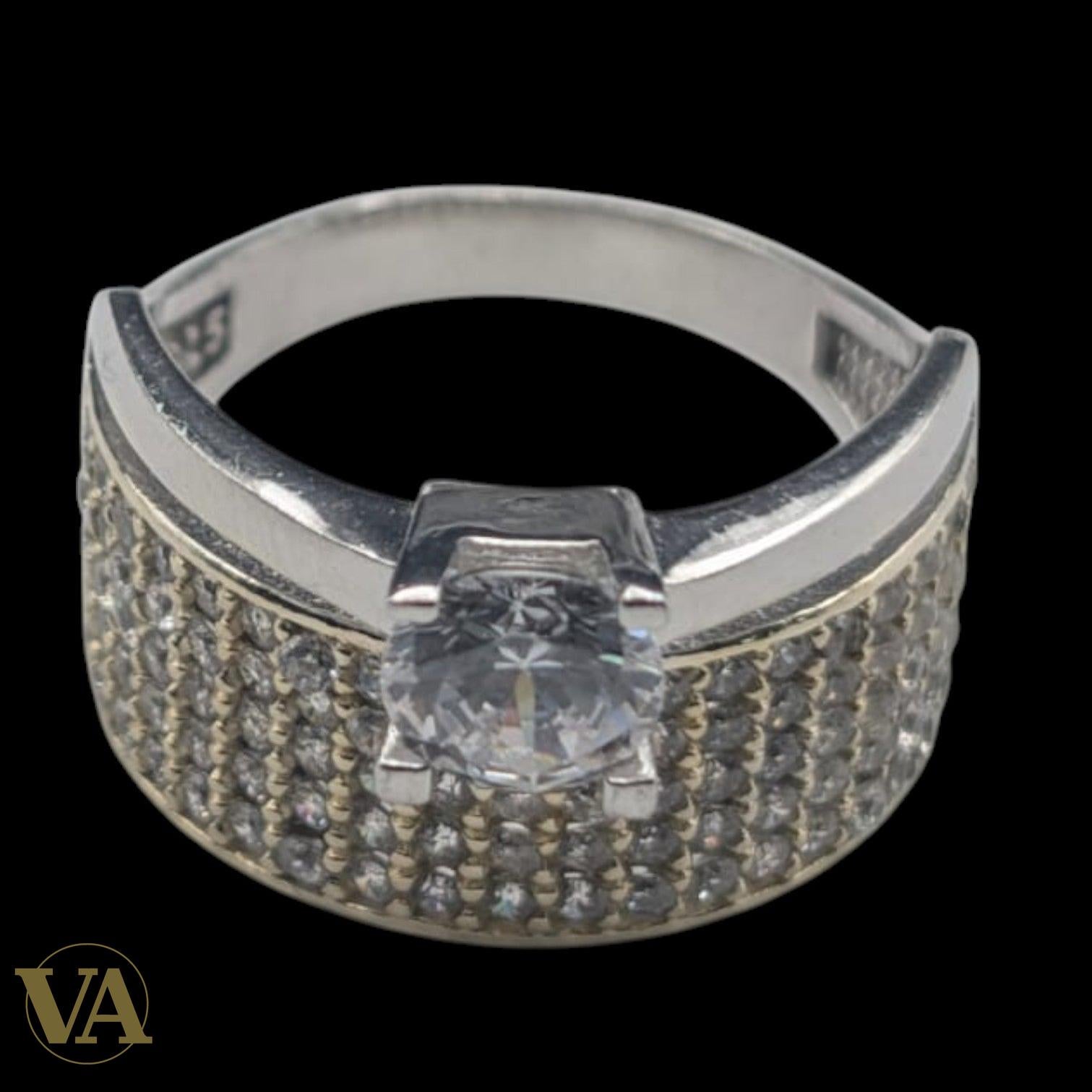 Bague femmes Argent 925 Plaqué Or Oxydes Blancs