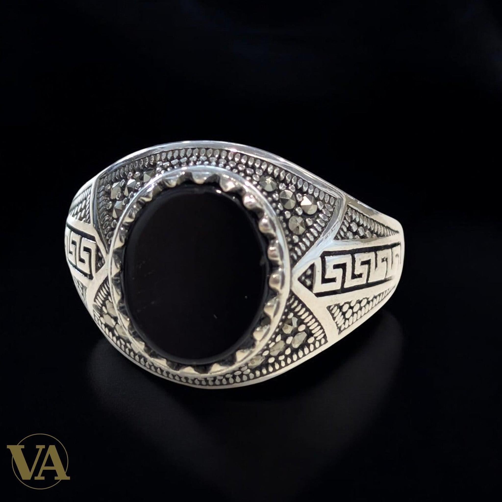 Bague Homme Argent 925 – Onyx Noir Naturel - Argent 925 - Vindicta