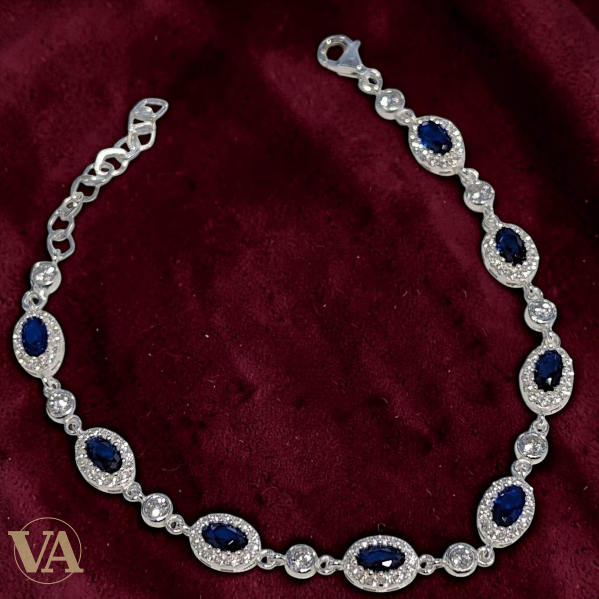 Bracelet Femme Argent 925 Oxydes Bleus – Élégance Intemporelle