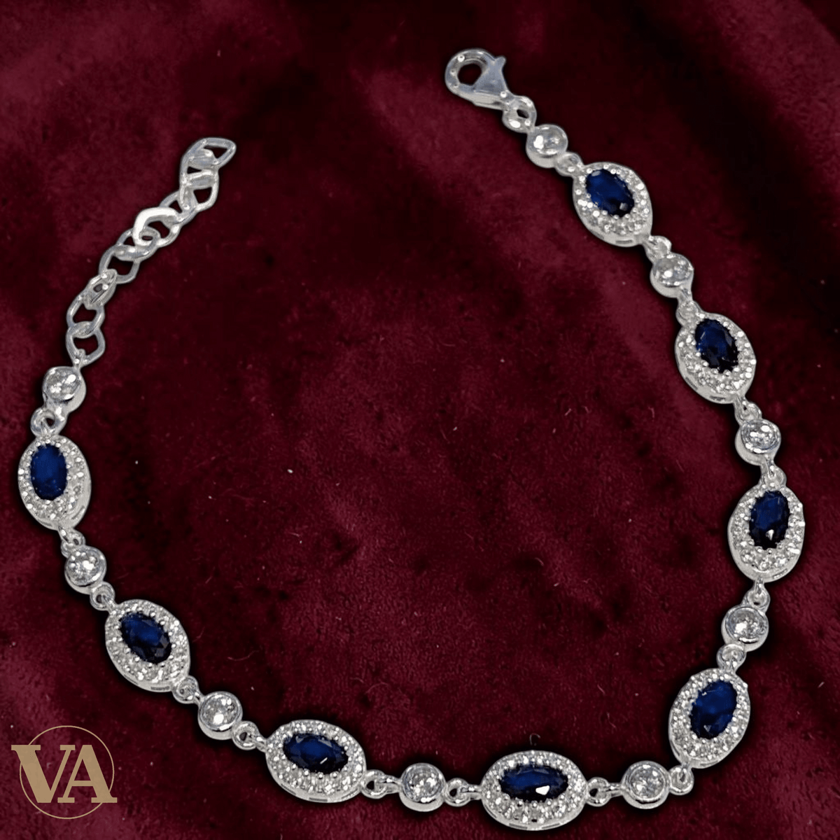 Bracelet Femme Argent 925 Oxydes Bleus – Élégance Intemporelle - Argent 925 - Vindicta