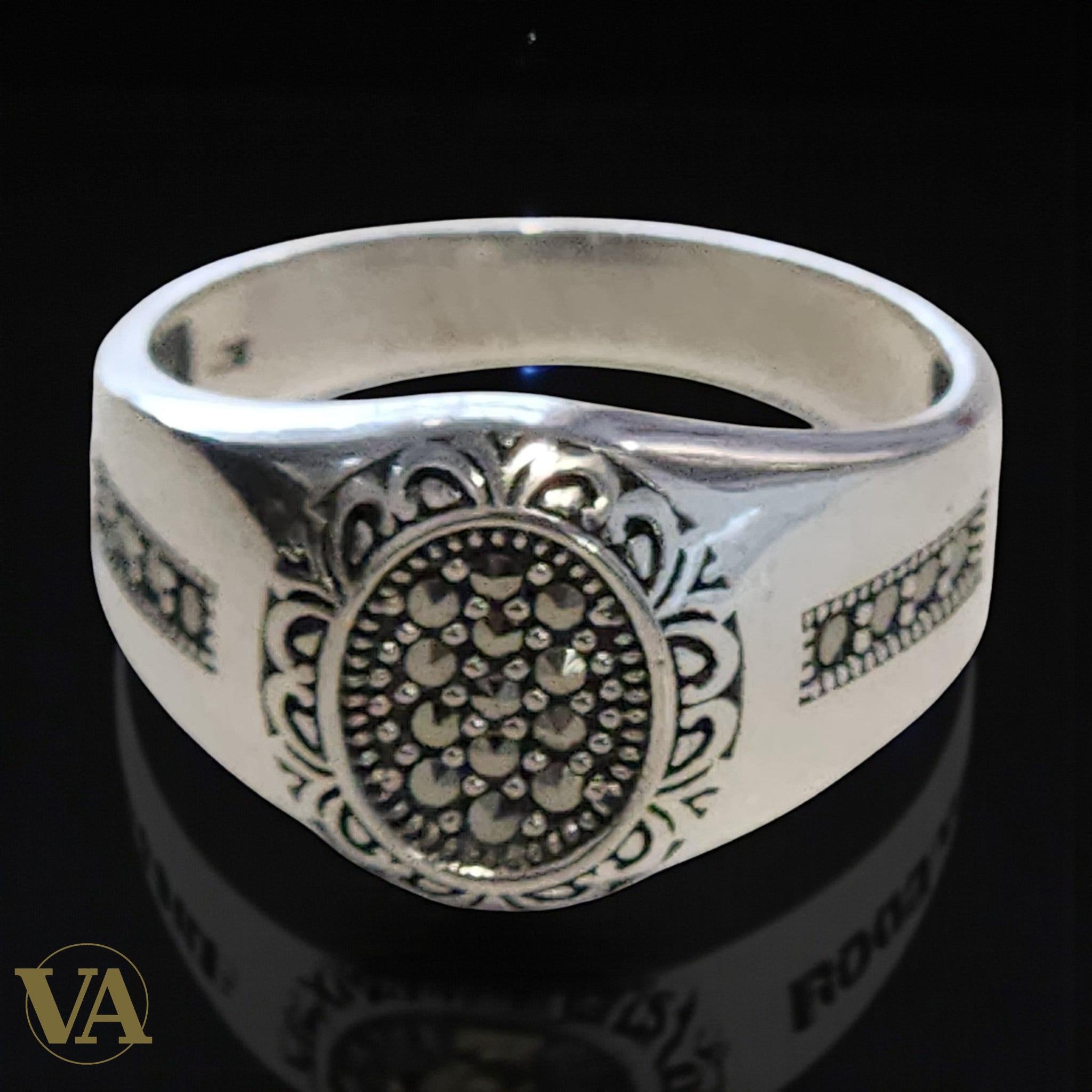 Chevalière Homme Argent 925 – Marcassite Vintage