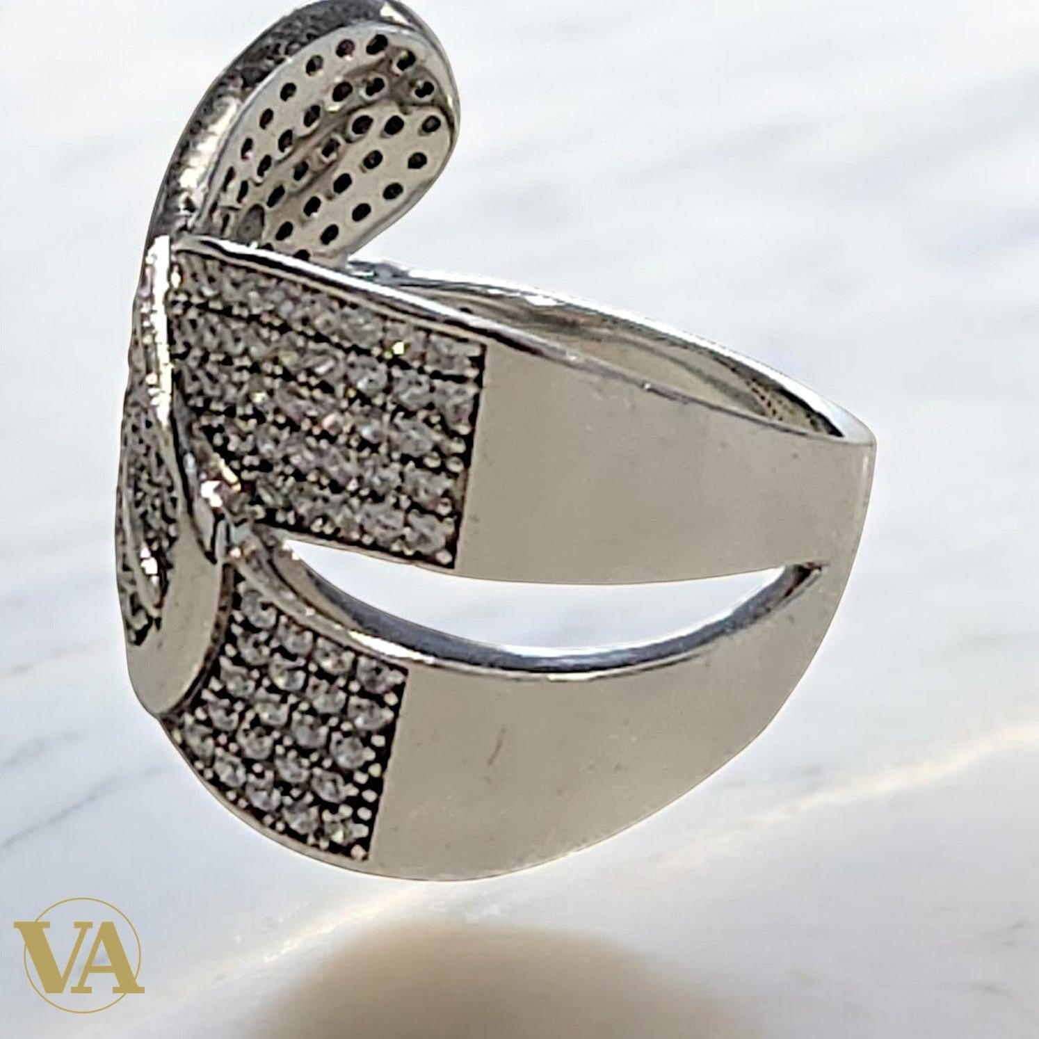 Bague Femme Argent 925 Pavée Zirconiums – Design Croisé Brillant | Bijoux Vindicta