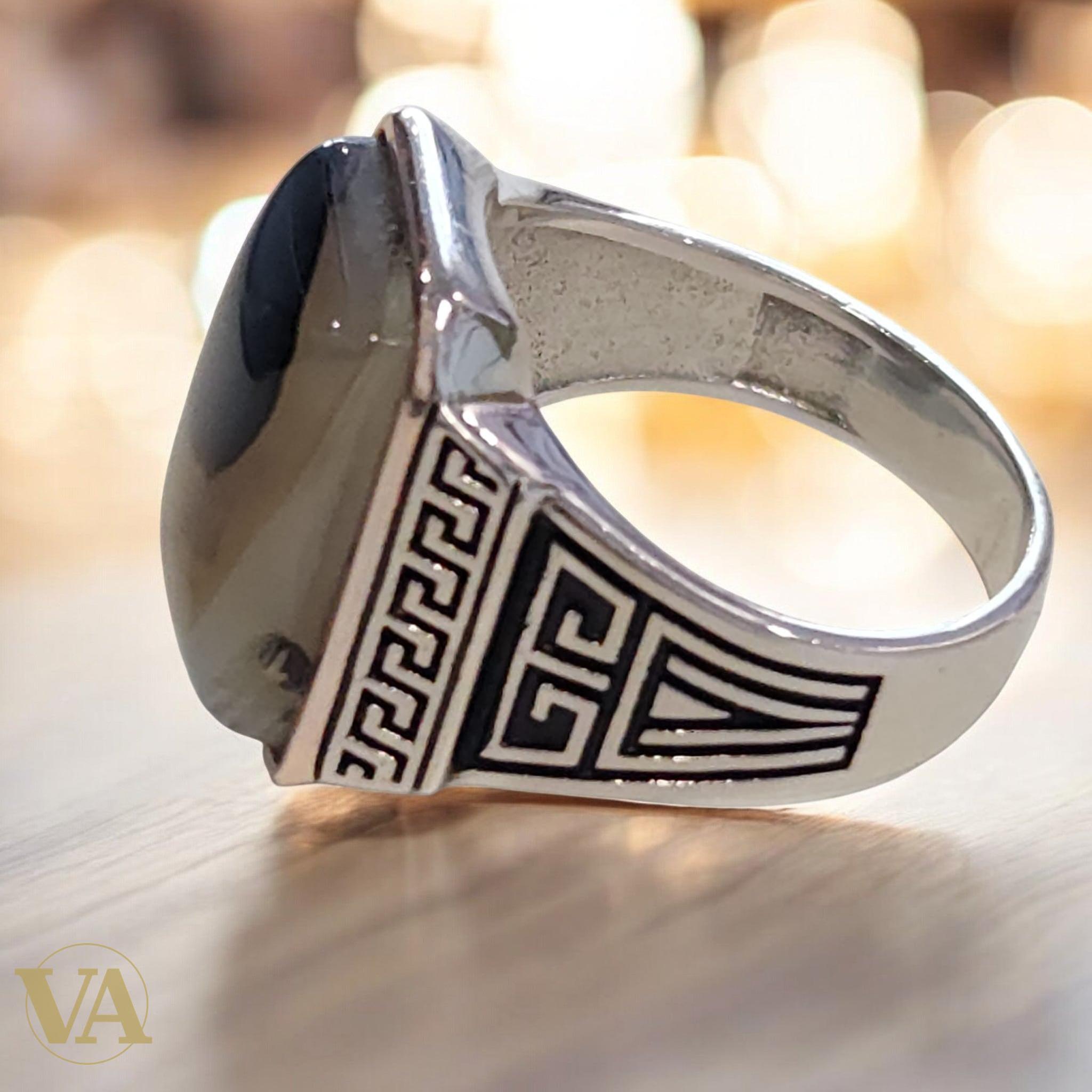 Bague Homme Argent 925 – Agate Brune Naturelle - Argent 925 - Vindicta