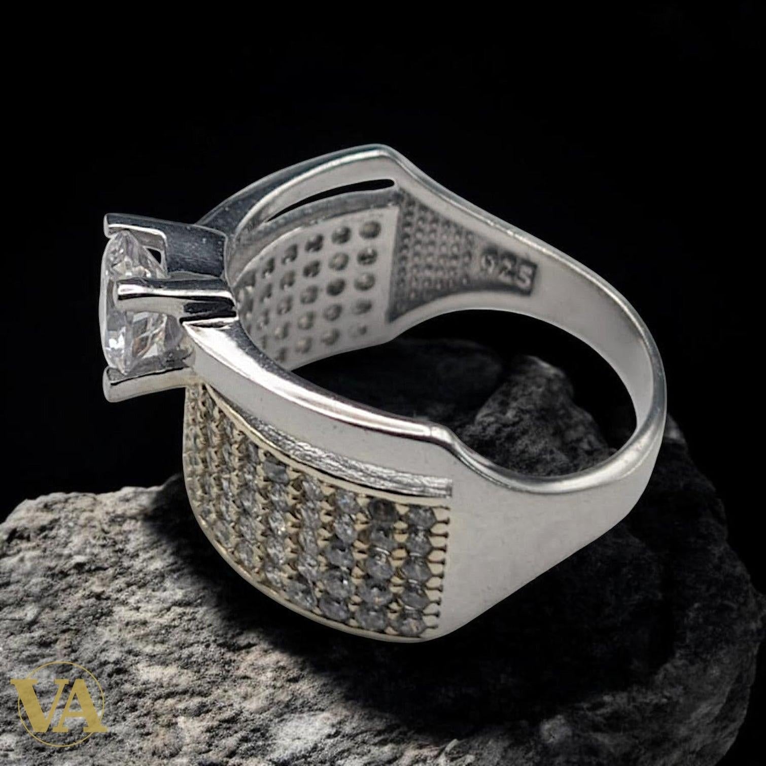 Bague femmes Argent 925 Plaqué Or Oxydes Blancs