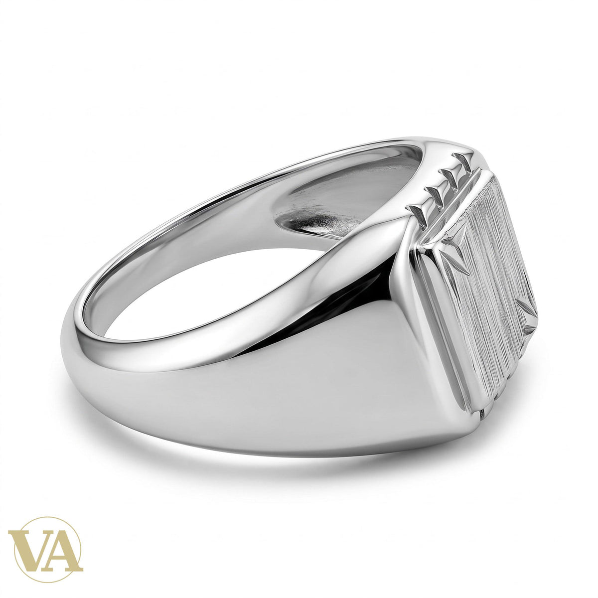 Chevalière Homme Argent 925 – Plateau Brossé & Motifs Étoilés Ciselés - Argent 925 - Vindicta