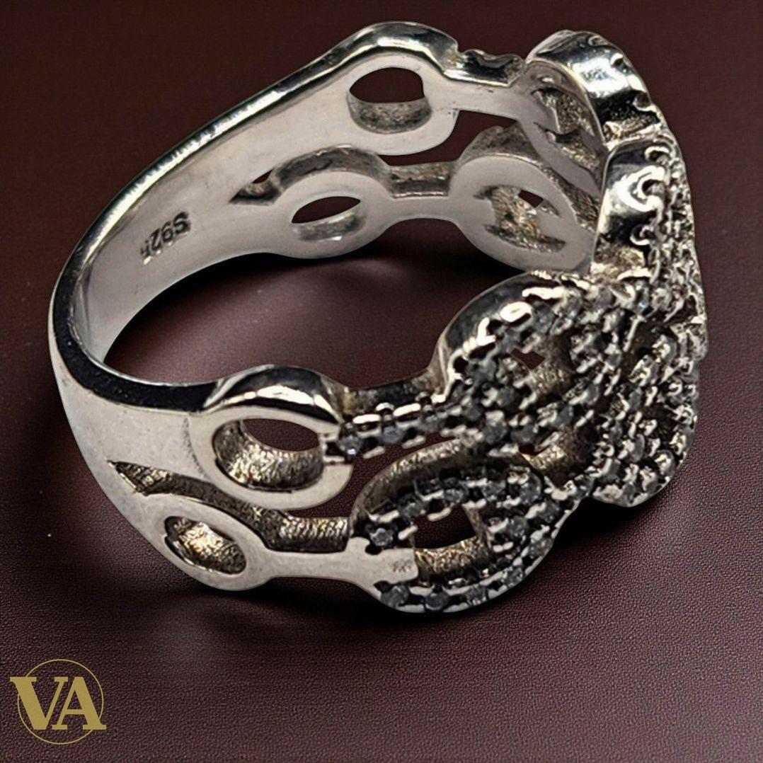 Bague femme en argent 925 avec marcassites ajourées | Bijoux Vindicta