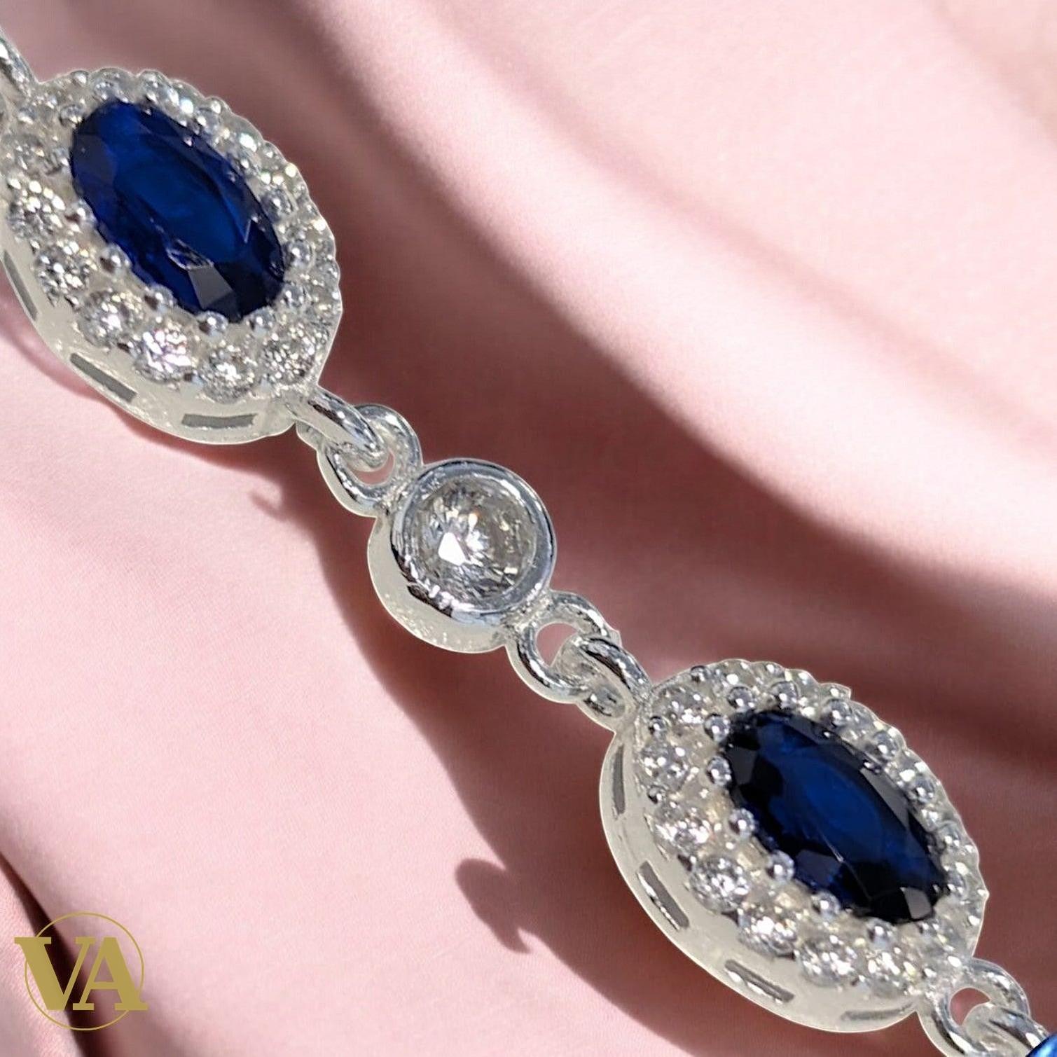Bracelet Femme Argent 925 Oxydes Bleus – Élégance Intemporelle | Bijoux Vindicta